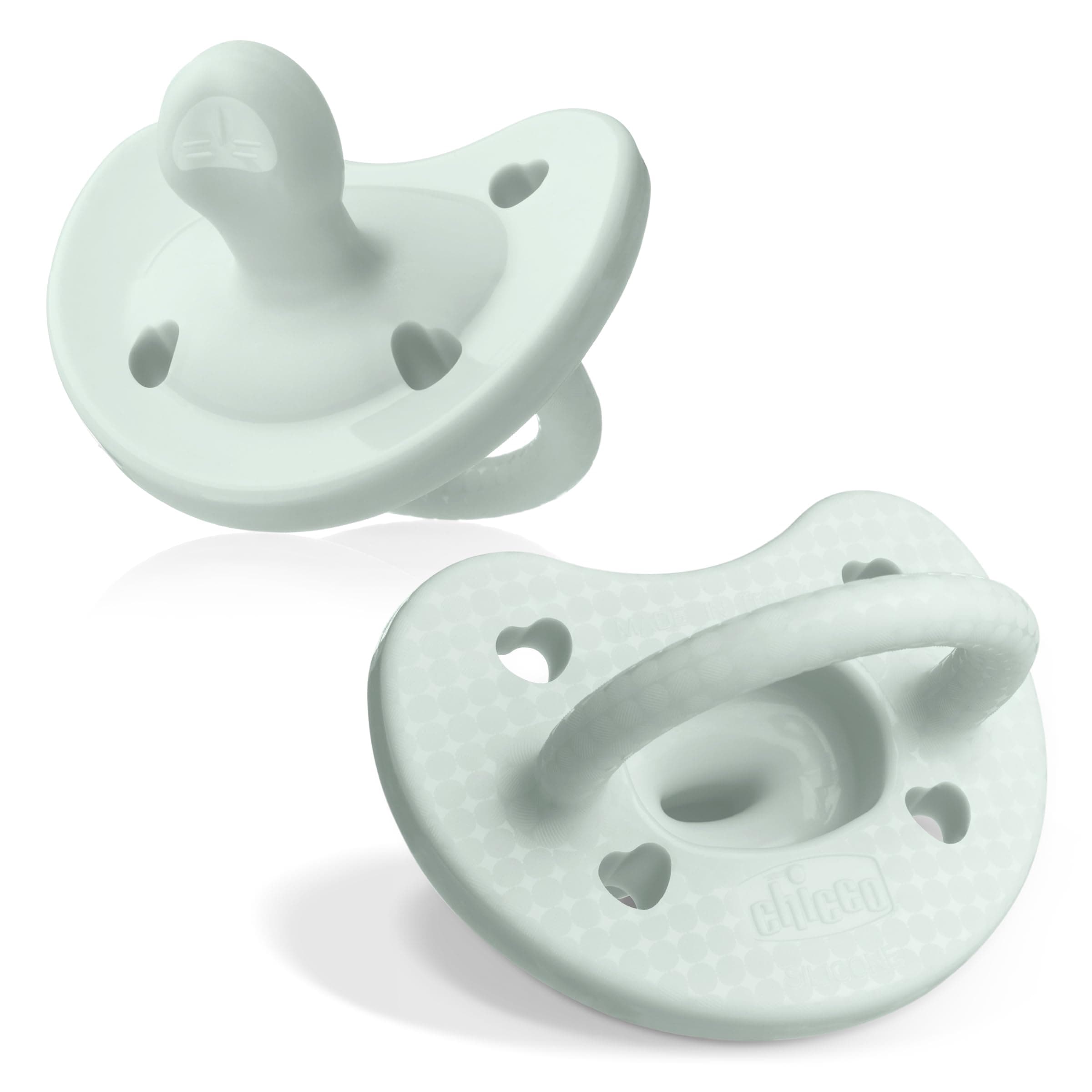Chicco PhysioForma Luxe Orthodontic Pacifier, 0-6m | 100% Soft Silicone | Supports Breathing & Oral Development | Textured Shield & Handle | Includes Sterilizing Case | BPA Free | Mint, 2pk 0 to 6 months Mint Two Pack oz.