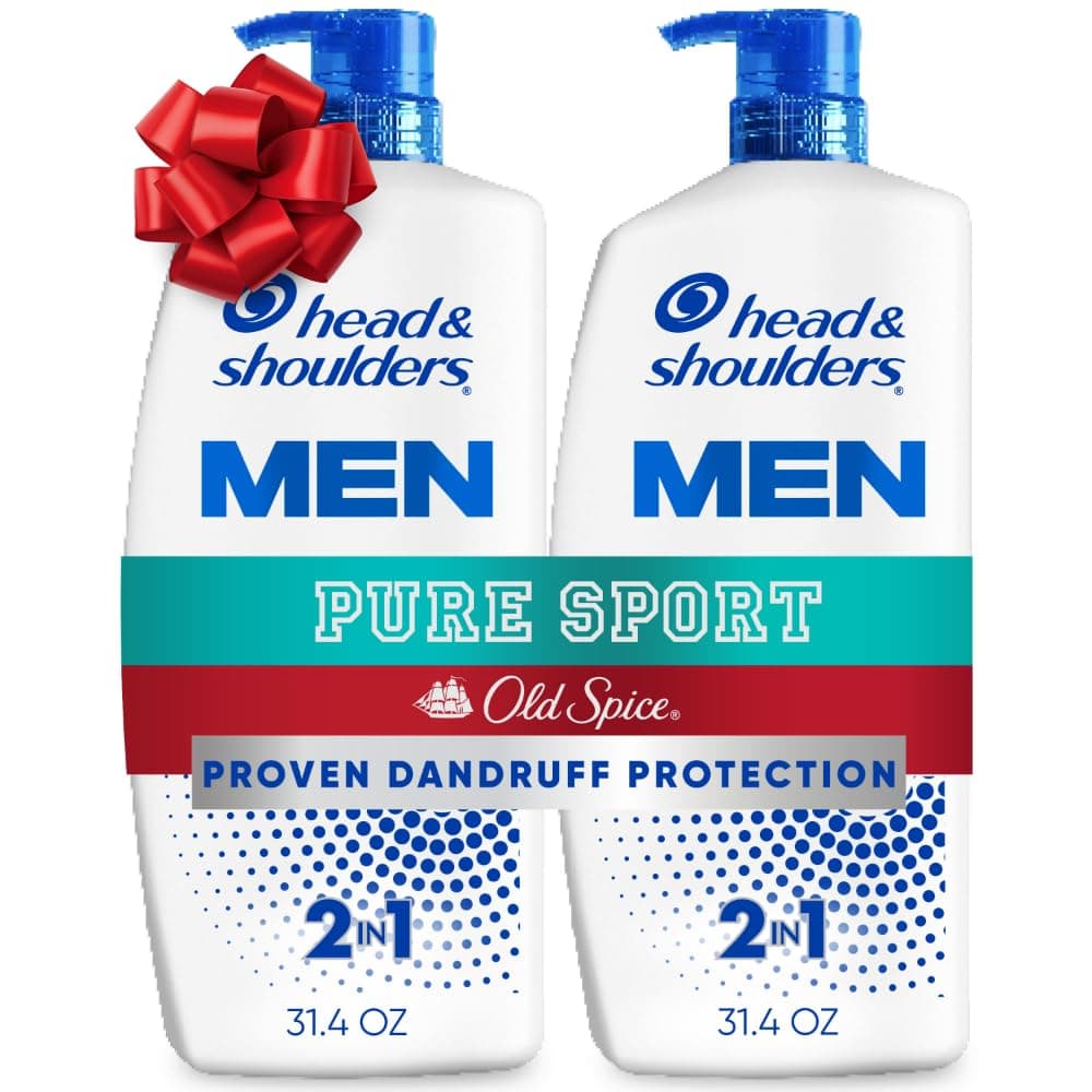 Head & Shoulders Anti-Dandruff Shampoo and Conditioner, Old Spice Pure Sport Men's 2-in-1 Twin Pack, 1% Pyrithione Zinc, Dandruff Shampoo for Men, 31.4 fl oz Each Old Spice Pure Sport 31.4 Fl Oz (Pack of 2)