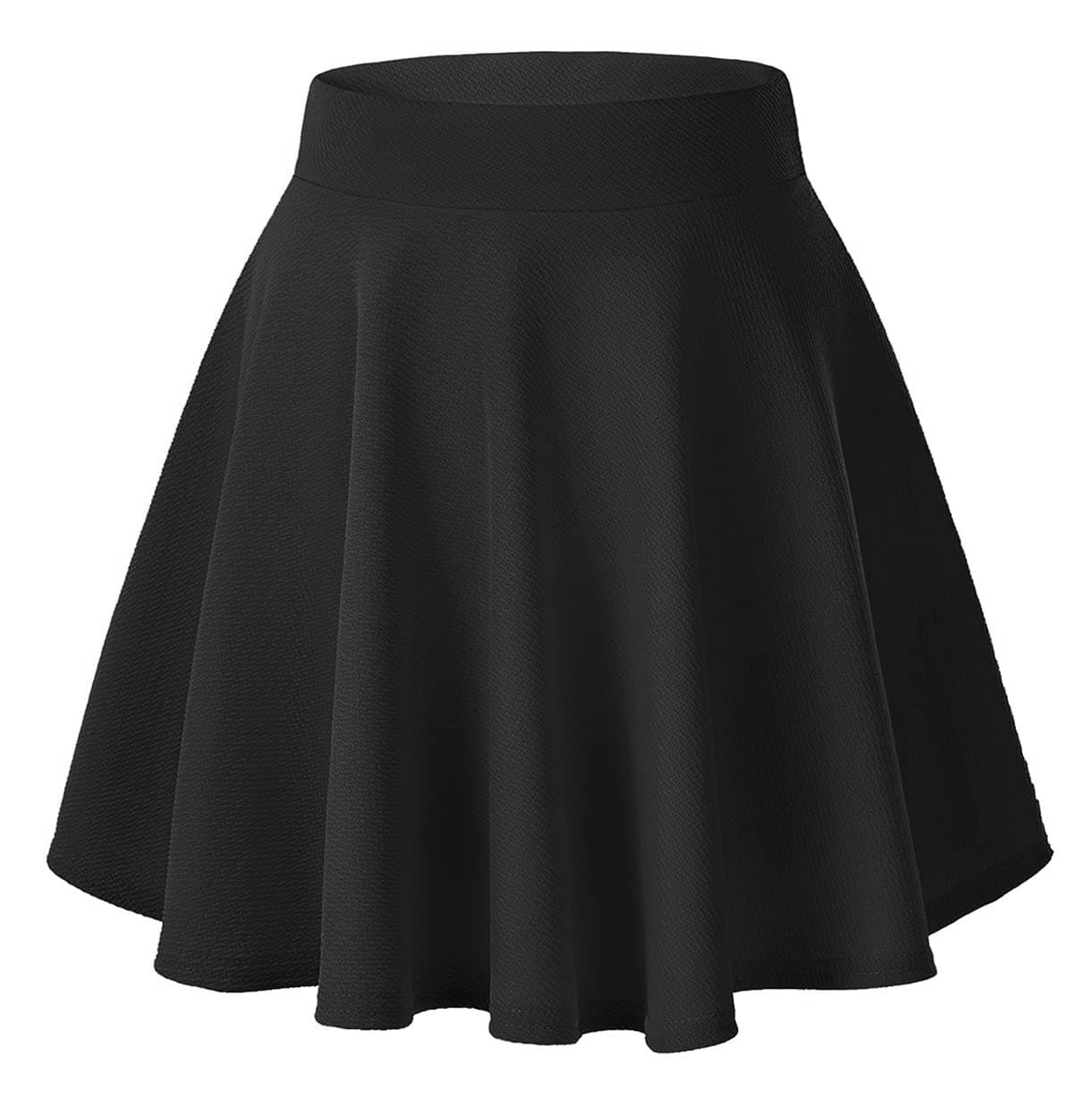Urban CoCo Women's Basic Versatile Stretchy Flared Casual Mini Skater Skirt Medium Black
