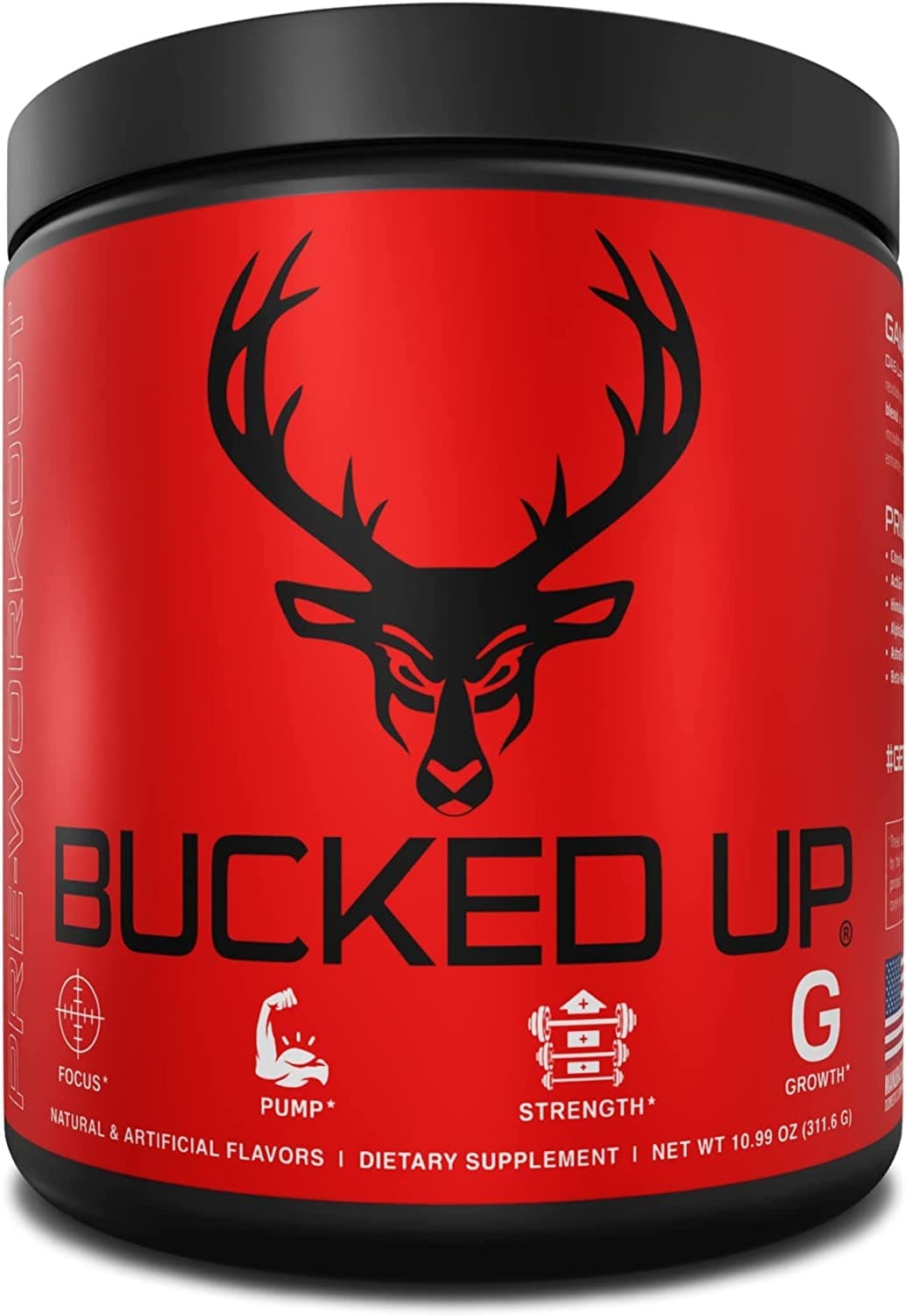 Bucked Up Pre Workout 6 Grams Citrulline, 2 Grams Beta Alanine, and 3 Other Registered trademarked Ingredients (Blue Raz)