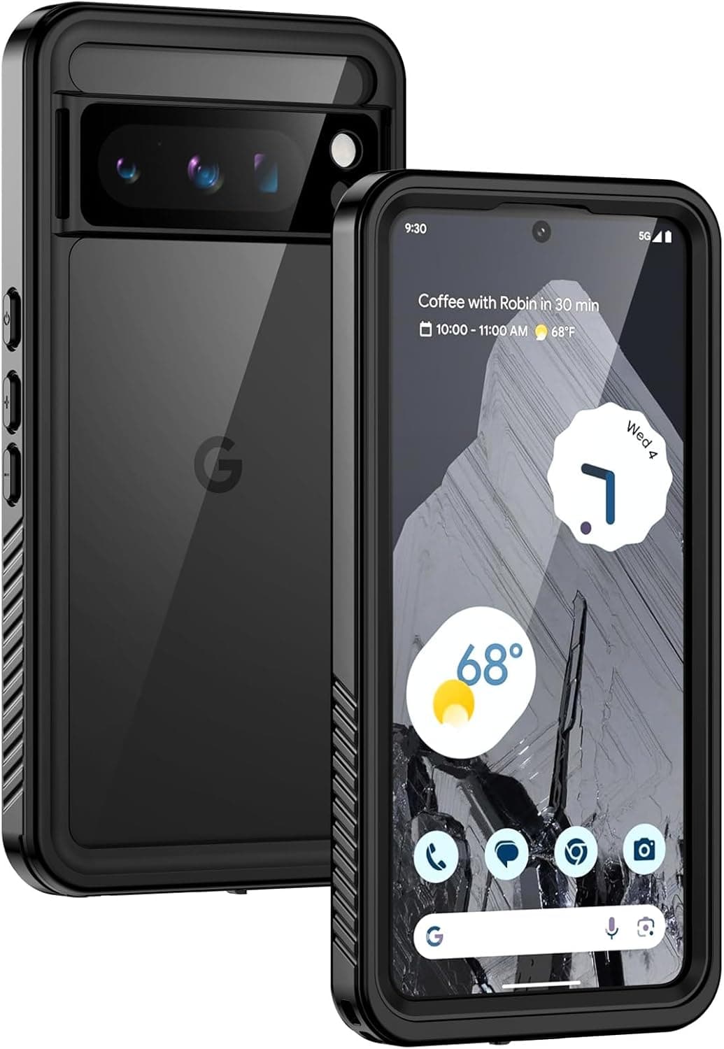 Lanhiem Pixel 8 Pro Case, IP68 Waterproof Dustproof Case with Built-in Screen Protector, Rugged Full Body Shockproof Protective Clear Cover for Google Pixel 8 Pro, Black for Pixel 8 Pro Black