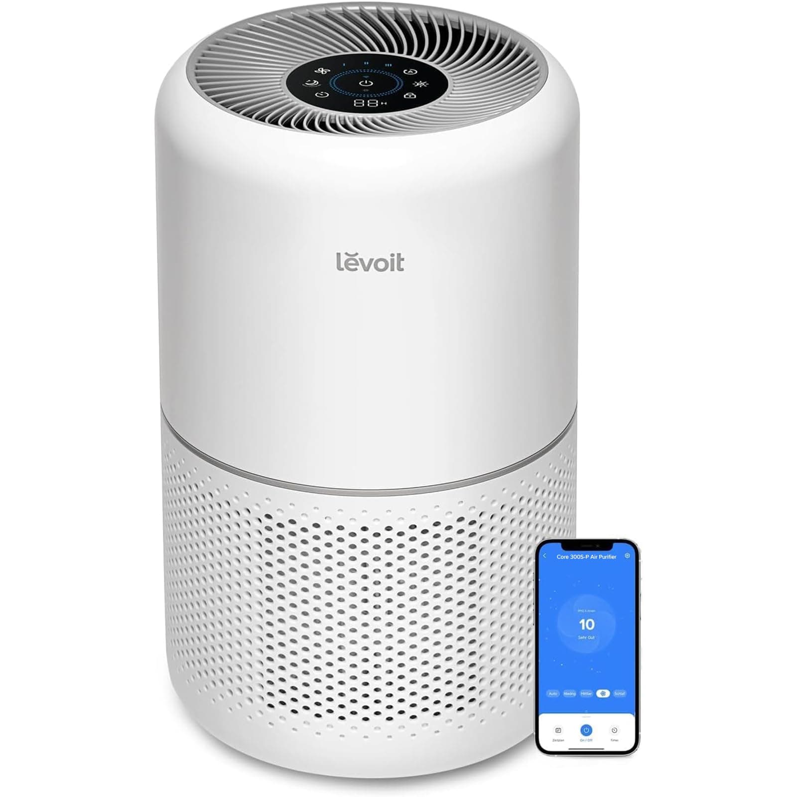 LEVOIT Air Purifiers for Home Bedroom, HEPA Sleep Mode, AHAM VERIFIDE, Smart WiFi for Home Large Room, Quiet Cleaner for Pet Hair, Allergies, Dust, Smoke, Pollon, Alexa Control, Core300S-P, White White Core 300S-P