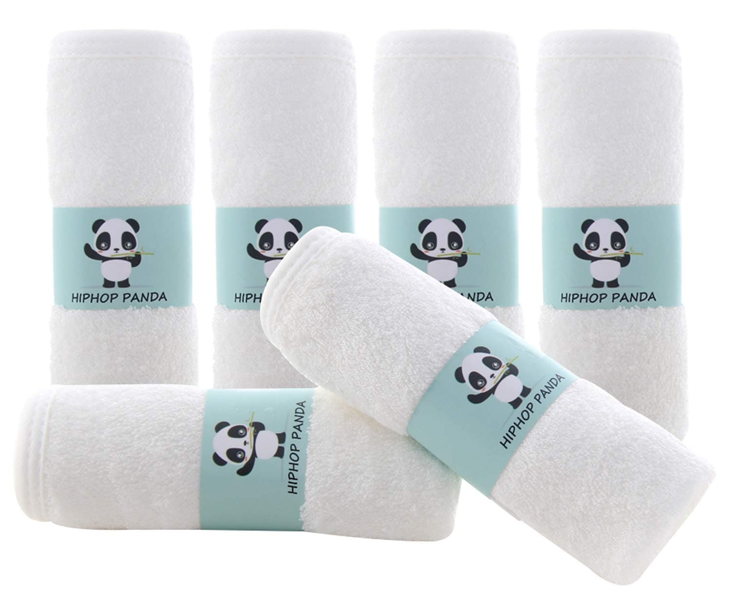 HIPHOP PANDA Baby Washcloths, Rayon Made from Bamboo - 2 Layer Ultra Soft Absorbent Newborn Bath Face Towel - Reusable Baby Wipes for Delicate Skin - White, 6 Pack White 10x10 Inch (Pack of 6)