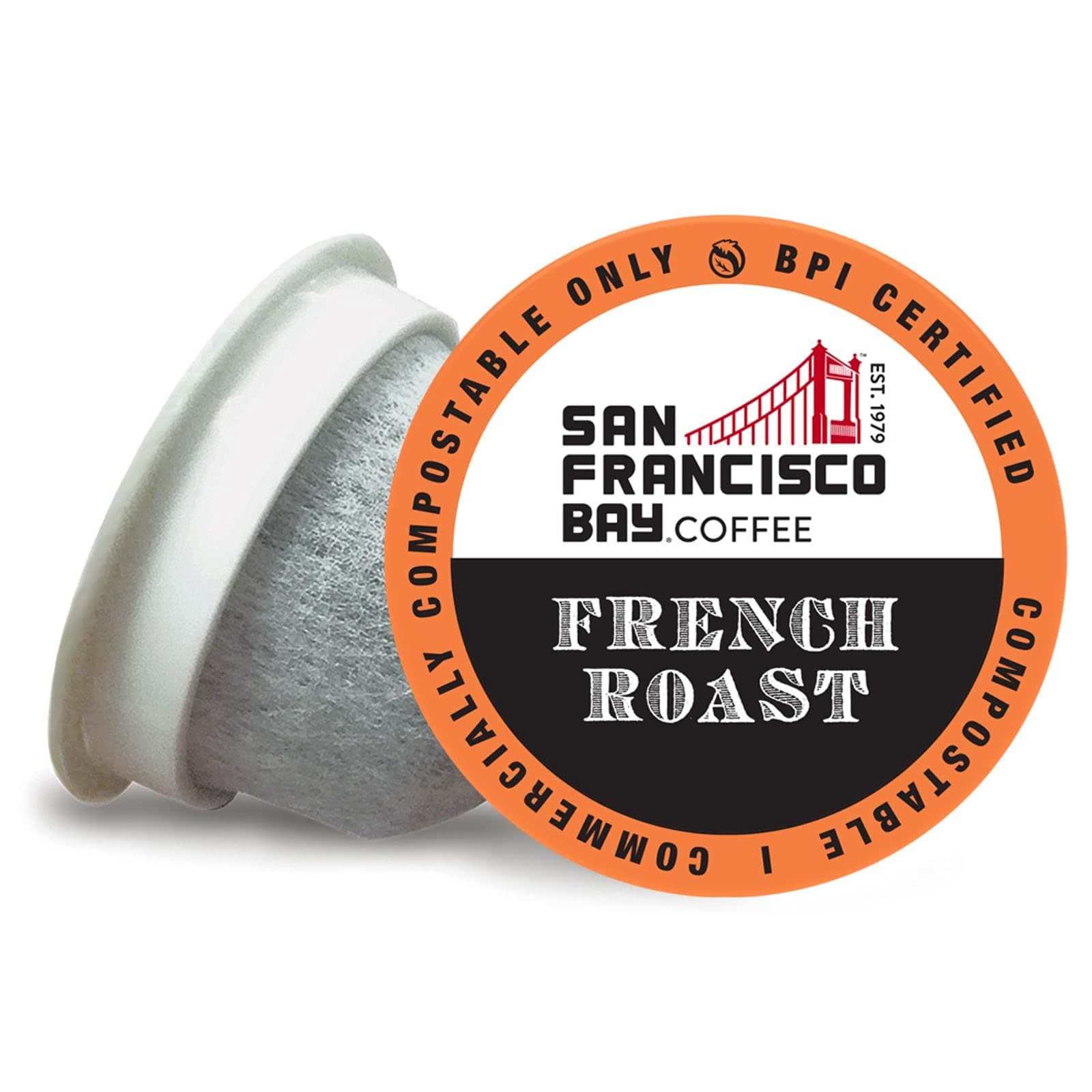 San Francisco Bay Coffee - Dark Roast - French Roast (80 ct) - Single Serve Coffee Pods, Commercially Compostable, K Cup Compatible French Roast 80 Count (Pack of 1)