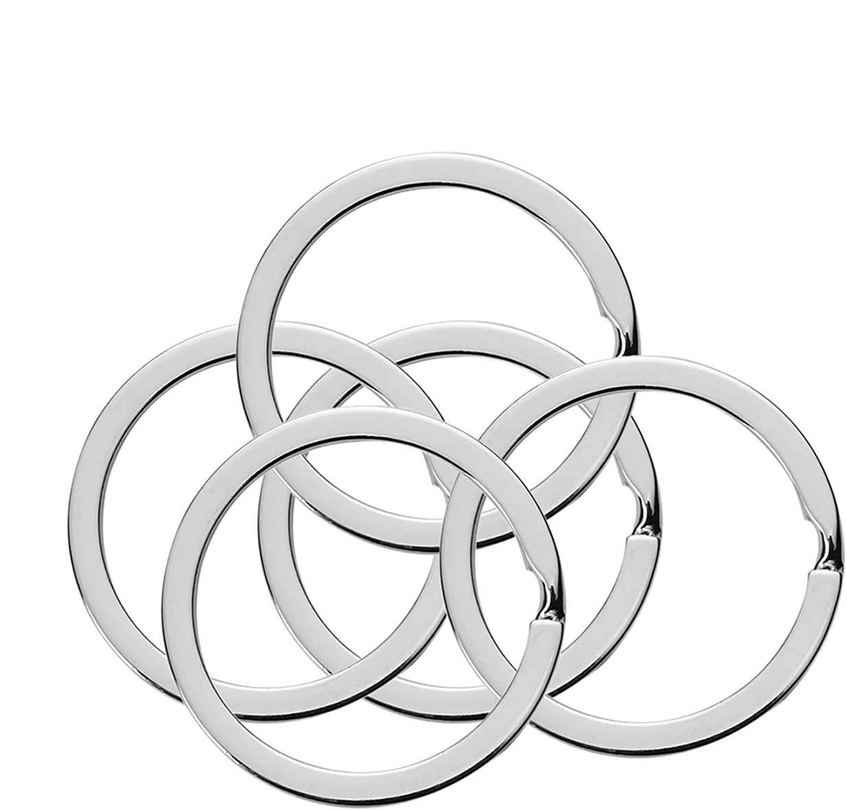 10 Pieces of 1-inch Flat Key Rings - Metal Keychain Rings, Split Keyrings, Flat O-Ring for Home, Car, Office Keys Attachment (Silver)