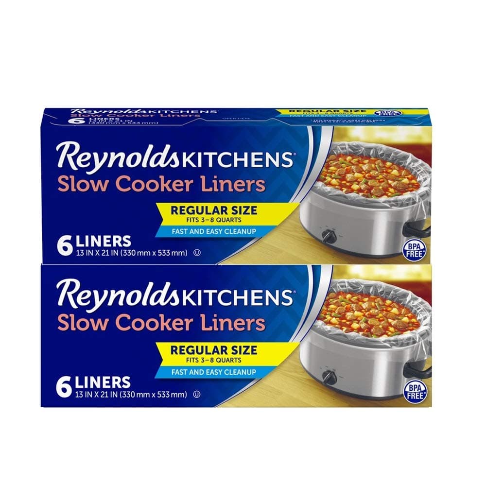 Reynolds Kitchens Slow Cooker Liners, Regular (Fits 3-8 Quarts), 6 Count (Pack of 2), 12 Total 6 Count (Pack of 2) Regular