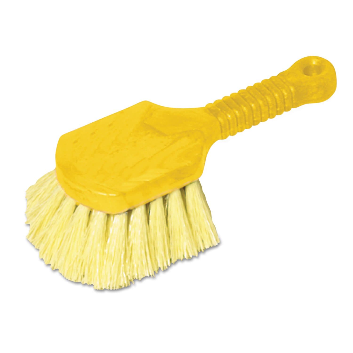 Rubbermaid Commercial 8" Utility Scrub Brush Plastic Handle Synthetic Bristles Cleaning Multi Purpose Heavy Duty Outdoor Wheels and Tires Single Pack Yellow