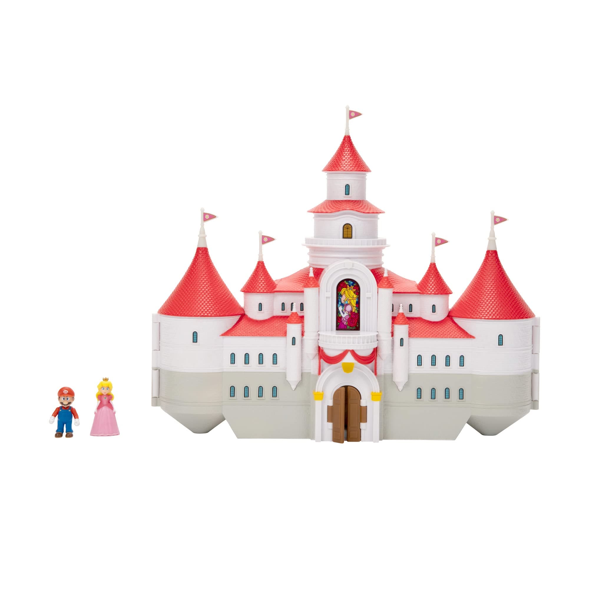 Super Mario Bros. Movie Mushroom Kingdom Castle Playset – Includes 1.25” Mario & Princess Peach Mini Figures – Interactive Movie Training Grounds – Ages 3+ Peach Castle Deluxe Playset