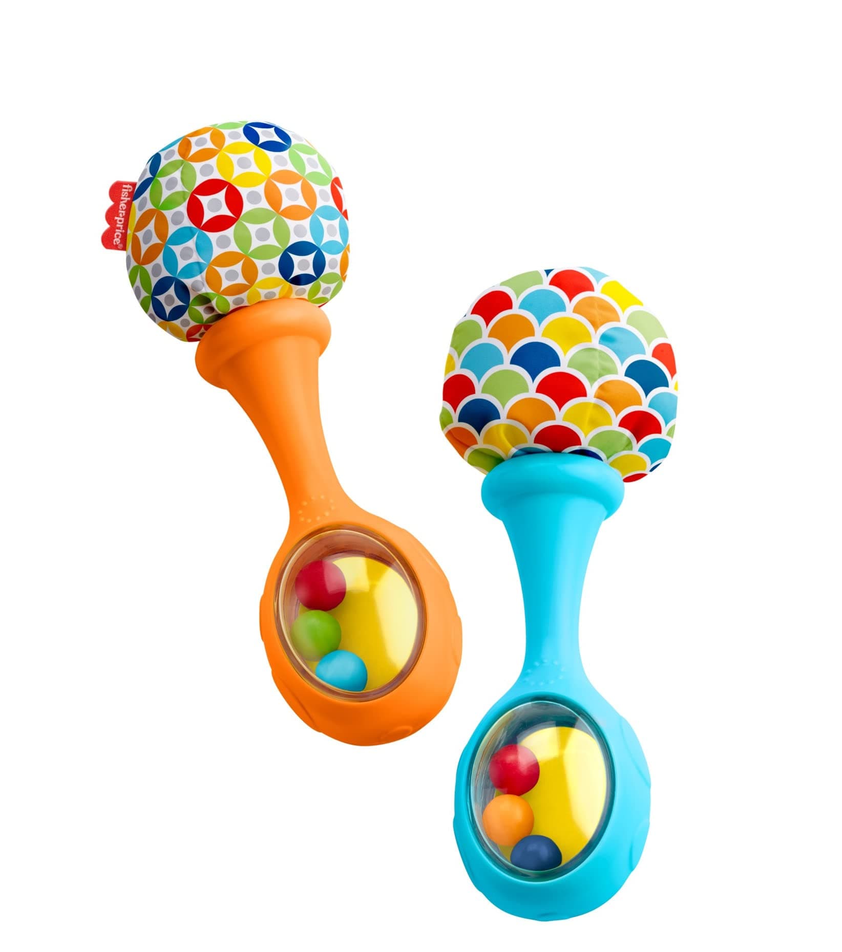 Fisher-Price Newborn Toys Rattle 'n Rock Maracas, Set of 2 Soft Musical Instruments for Babies 3+ Months, Blue & Orange 2 Count (Pack of 1) Blue/Orange