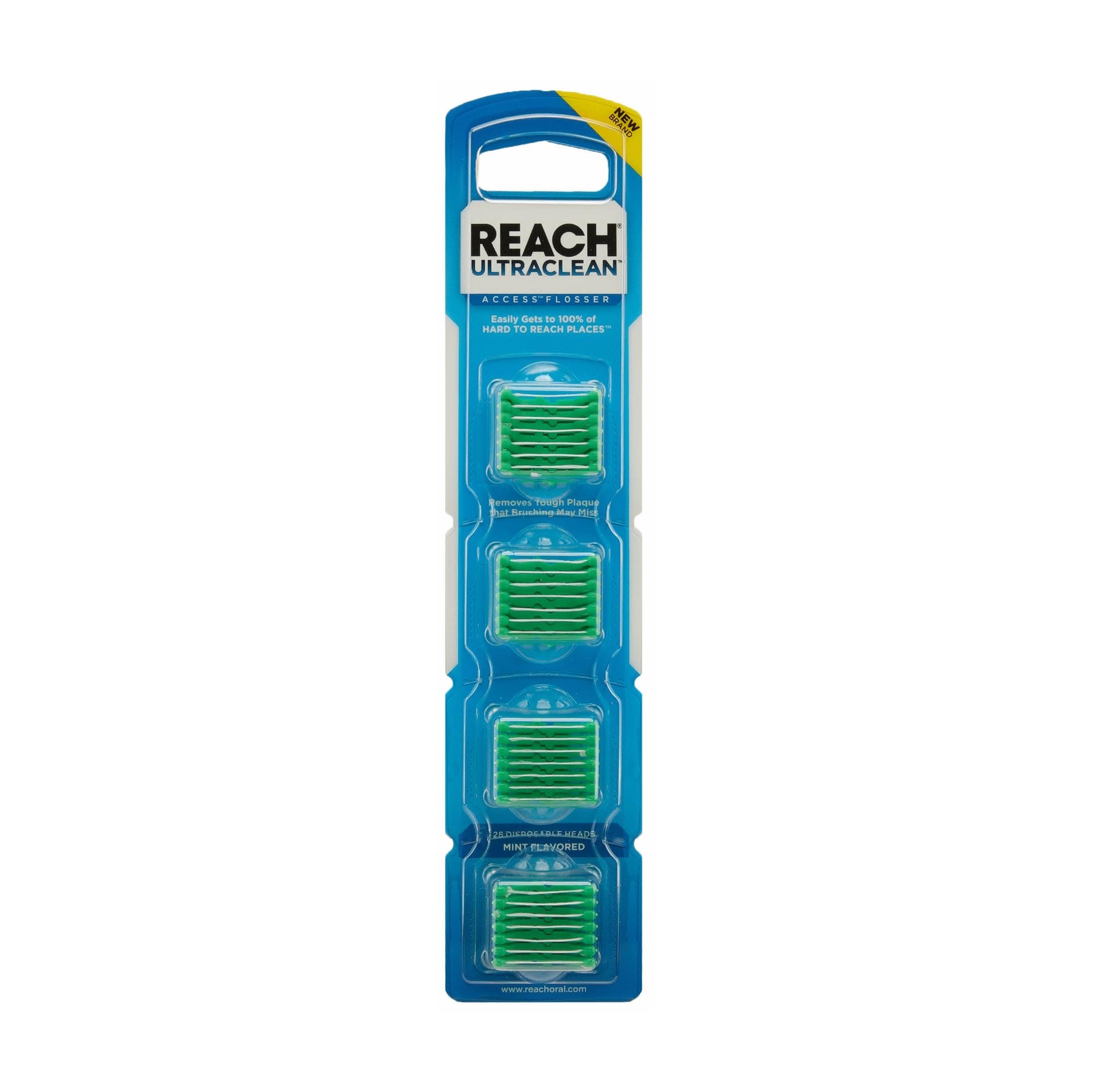 REACH Ultraclean Access Flosser Refill Heads, Mint, Plaque Remover for Teeth, Shred Resistant, for Hard to Reach Areas, Oral Care, PFAS Free, for Adults & Kids, 1 Pack, 28 Count Mint 28 Count (Pack of 1)
