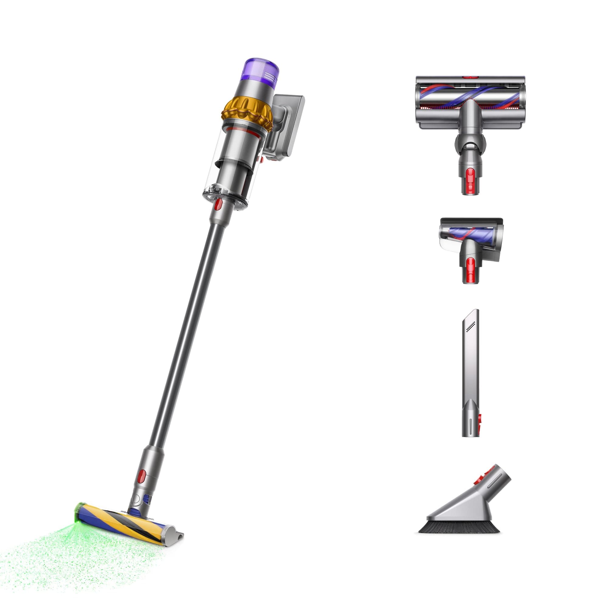 Dyson V15 Detect Plus Cordless Vacuum, Illumination Reveals dust, 240AW, 3 Power Modes, Up to 60 Minutes,² Deep Cleans Hard Floors and Carpets, Detangles pet Hair, Converts to Handheld
