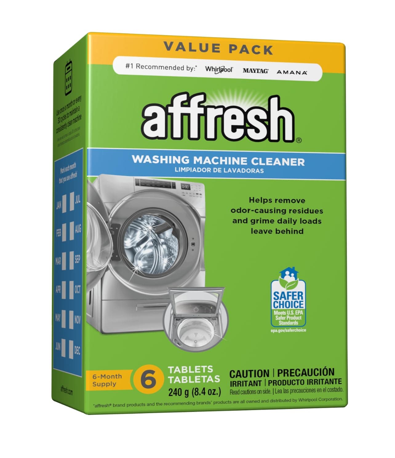 Affresh Washing Machine Cleaner, Cleans Front Load and Top Load Washers, Including HE, 6 Tablets Carton 6 Count (Pack of 1)