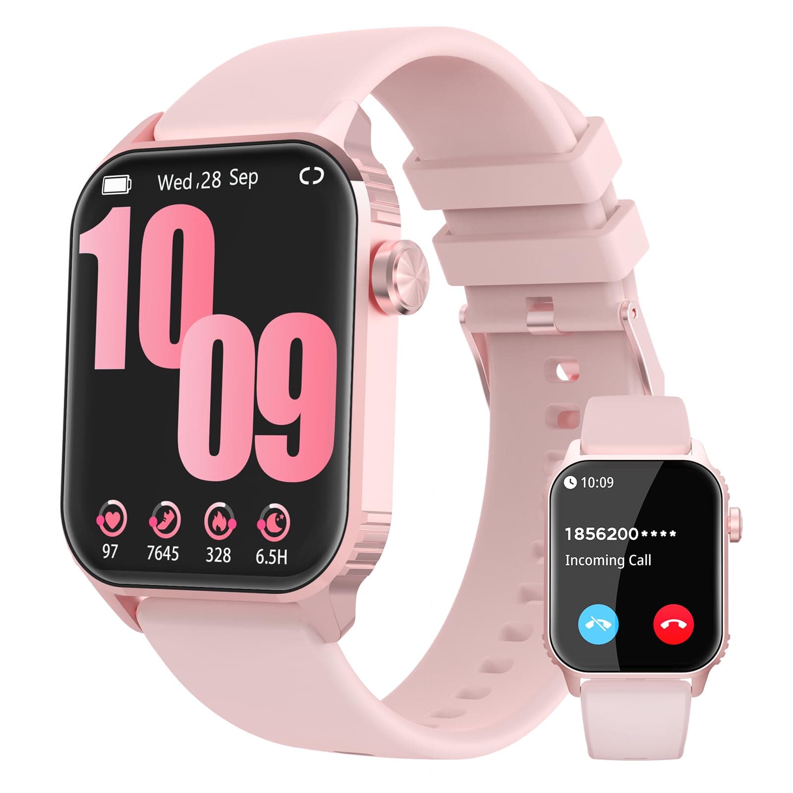 DIVOAZBVO Smart Watches for Women Men, 120 Sports Modes Smartwatch with 1.83 inches HD Display, Heart Rate/Sleep Monitor, IP67 Waterproof, Bluetooth Call & Music Control for iPhone/Android Pink