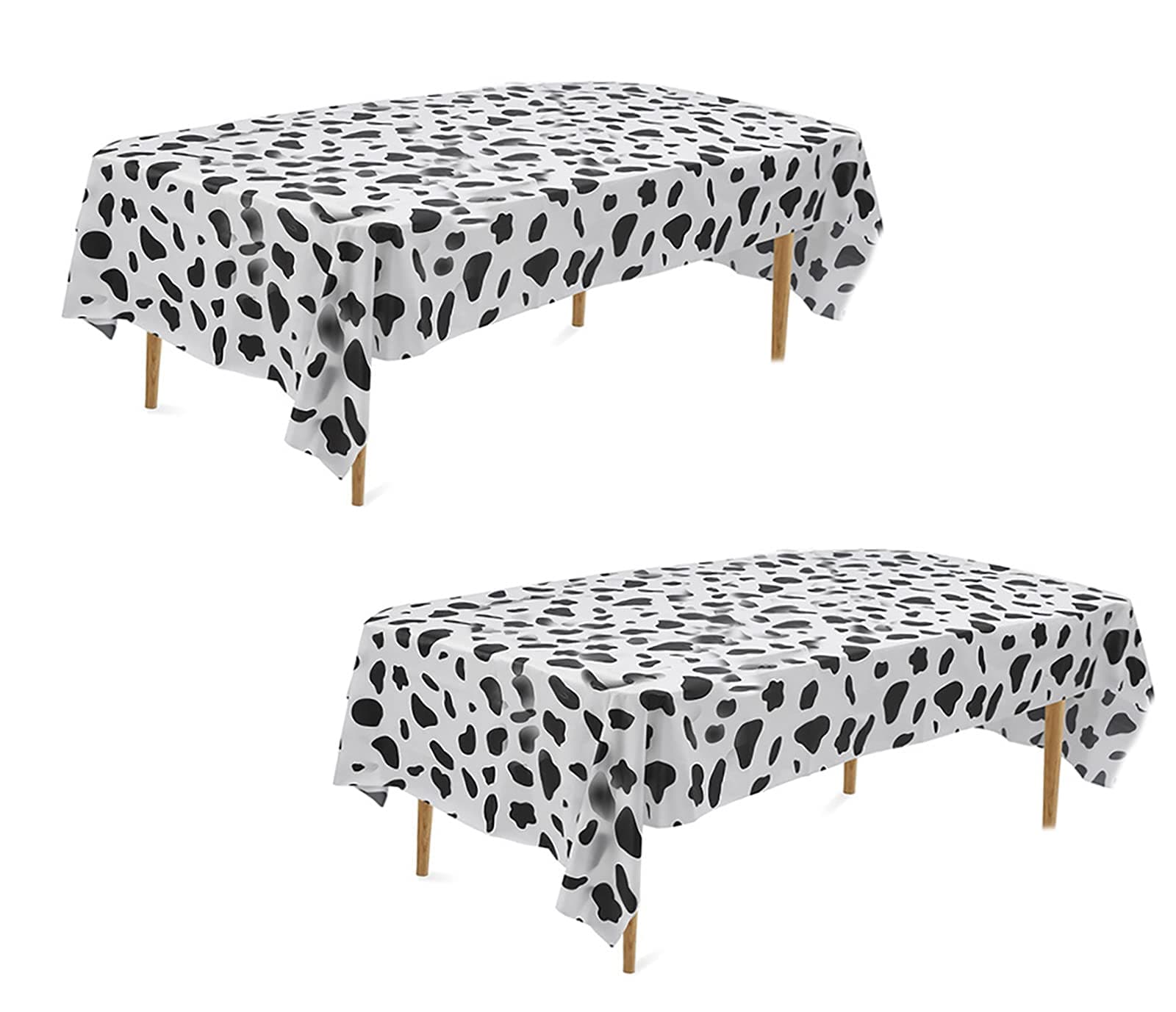 Yansanido 2 Pcs Disposable Black and White Cow Print Plastic Tablecloth, 108 Inch x 54 Inch Ractangle Tablecover, for Party, Dance and Picnic (Black White Cow Print, 2) Black White Cow Print 2