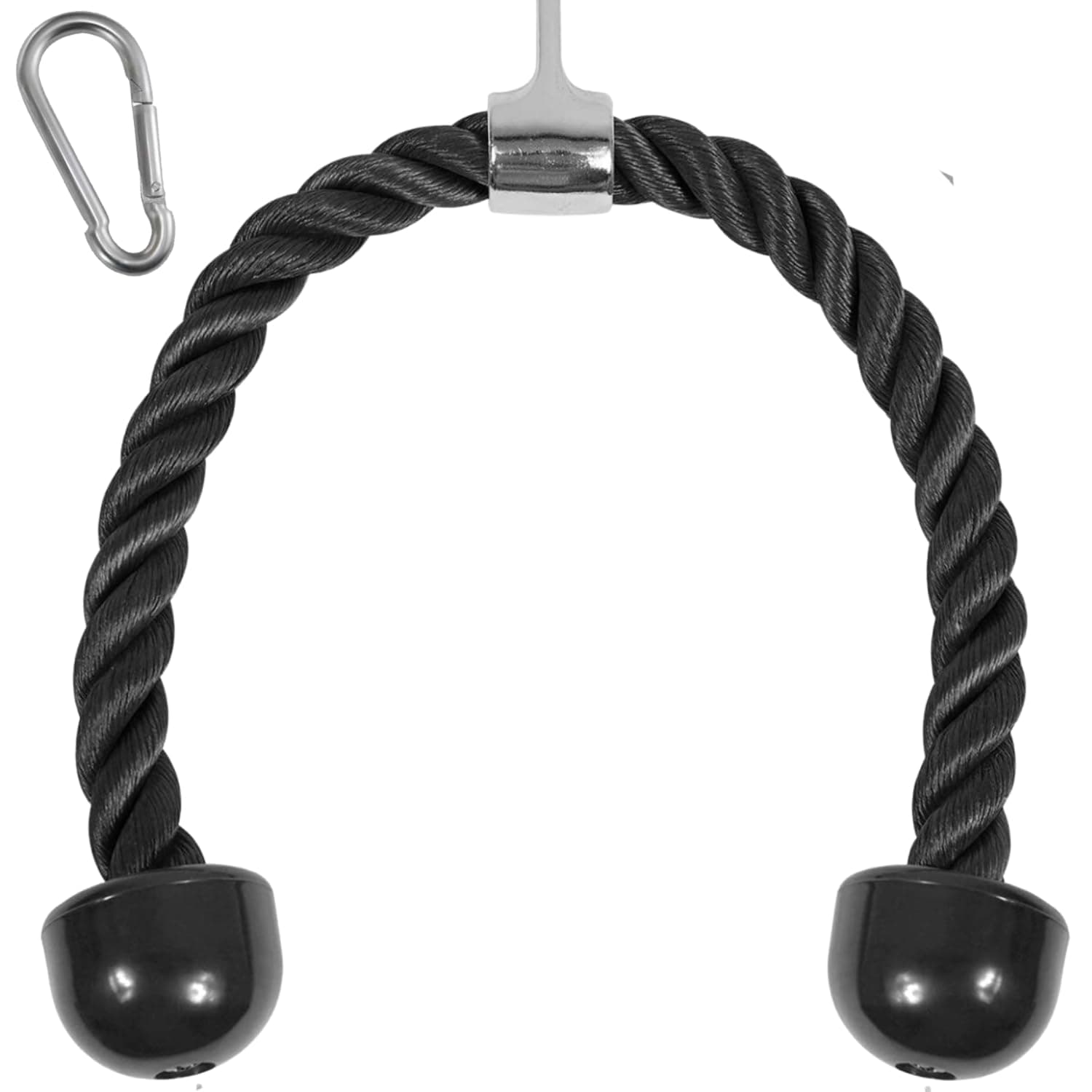 Yes4All Deluxe Tricep Rope Cable Attachment, 27 & 36 inch with 4 Colors, Exercise Machine Attachments Pulley System Gym Pull Down Rope with Carabiner A. 27" Black