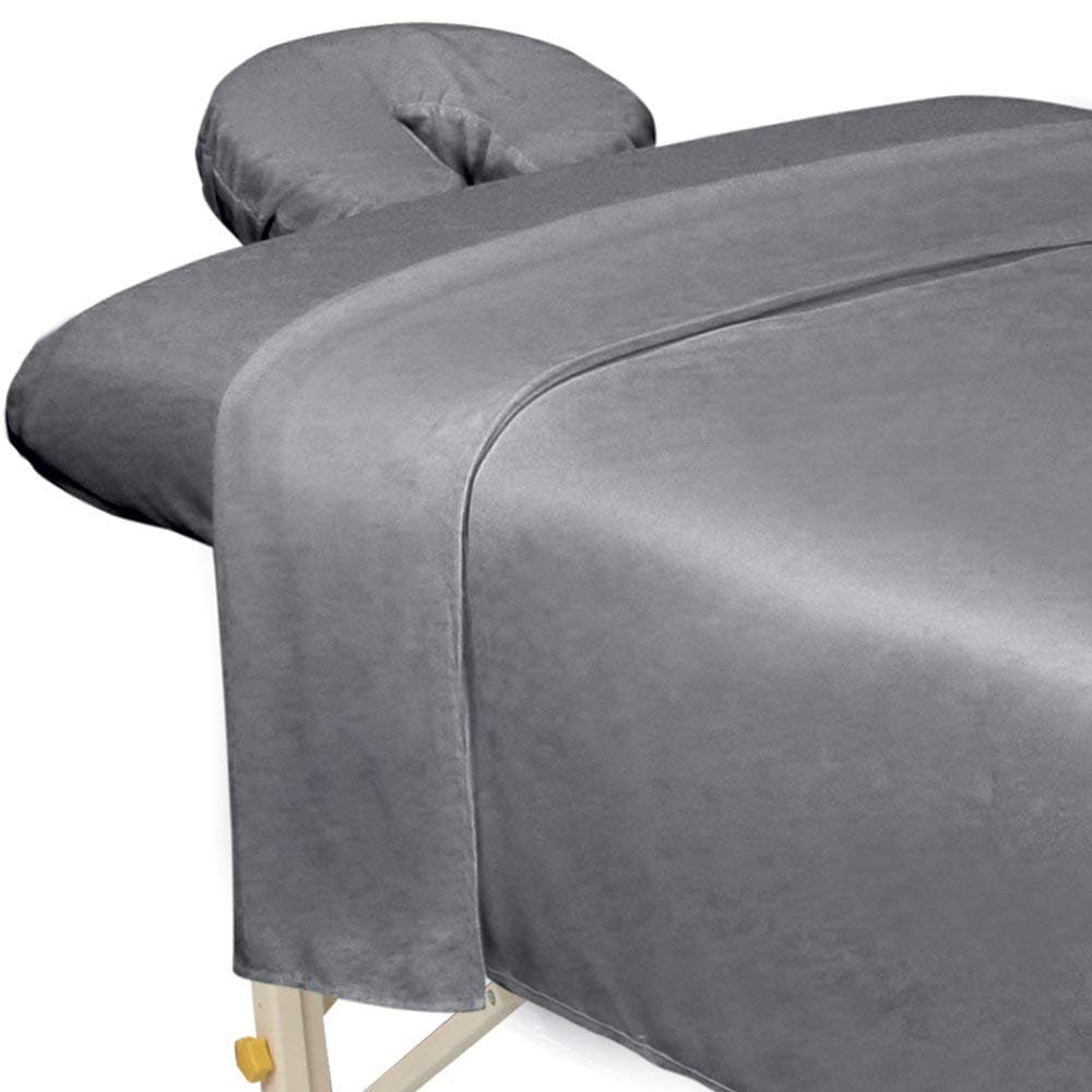ForPro Professional Collection Premium Microfiber 3-Piece Massage Sheet Set, Cool Grey, Ultra-Light, Stain, and Wrinkle-Resistant, Includes Flat, Fitted Sheet and Massage Face Rest Cover Cool Grey 3 Piece Set
