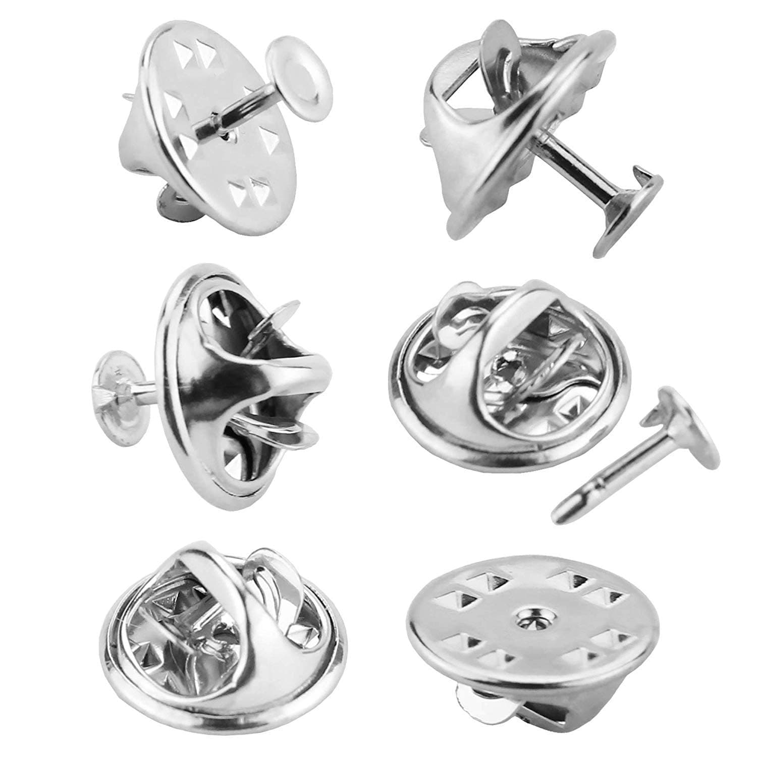 JANYUN 120 Pairs Butterfly Clutch Tie Tacks Pin Back Replacement with 8mm Length 4mm Width Blank Pins for Craft Making (4mm, Silver) Silver 4mm