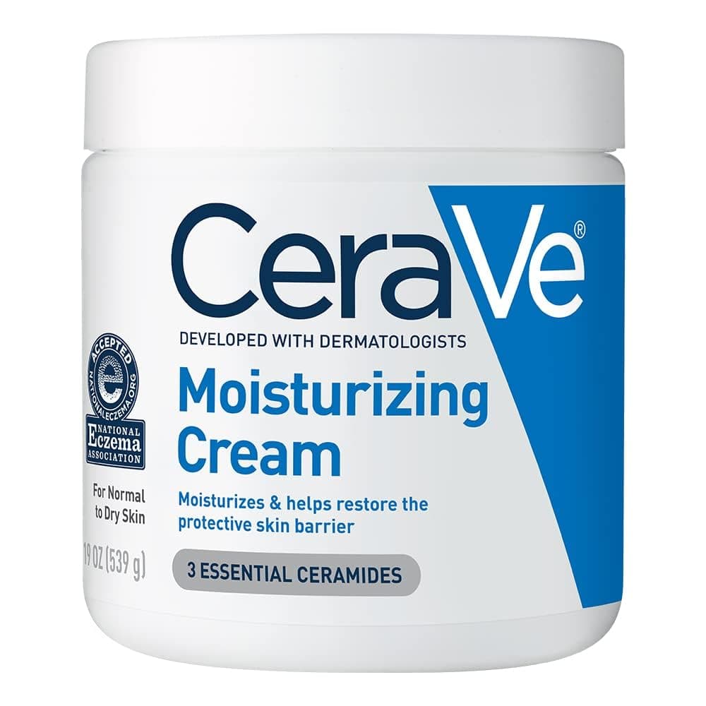 CeraVe Moisturizing Cream, Body and Face Moisturizer for Dry Skin, Body Cream with Hyaluronic Acid and Ceramides, Daily Moisturizer, Oil-Free, Fragrance Free, Non-Comedogenic, 19 Ounce 1.2 Pound (Pack of 1)