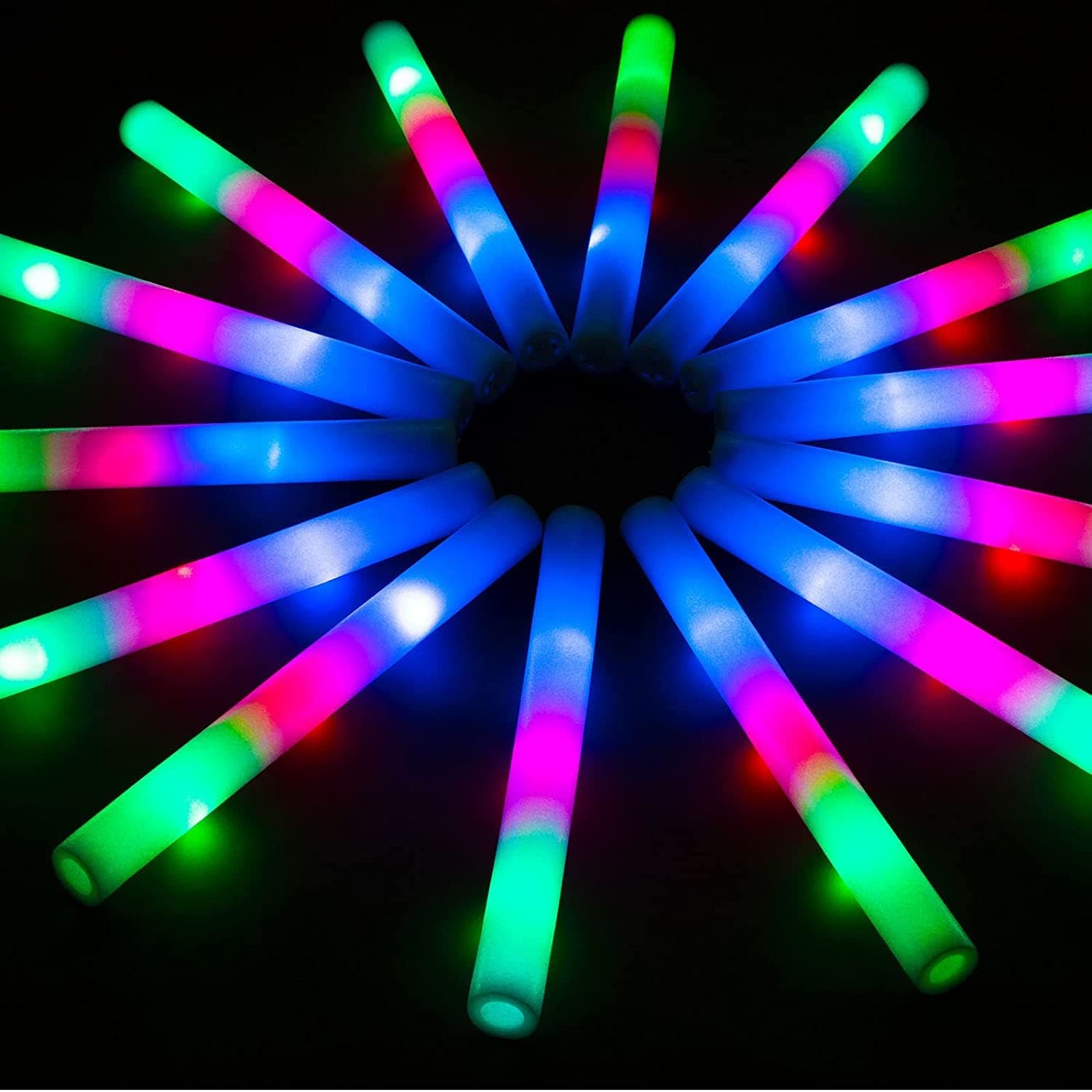 28PCS LED Foam Glow Sticks, Foam Light up Sticks Bulk Party Pack with 3 Modes Colorful Flashing, Glow in The Dark Party Supplies for Parties, Wedding, Birthday, Raves,Concert, New Year 28 PCS