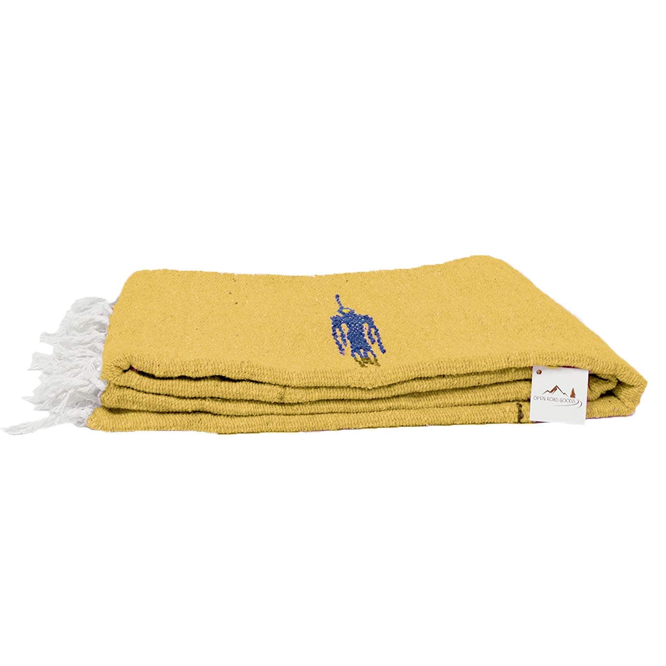 Open Road Goods Mexican Thunderbird Yoga Blanket, Handwoven Throw for Yoga, Meditation, and Home Décor – Versatile Blanket for Beach, Picnic, Camping, or Outdoor Use Yellow