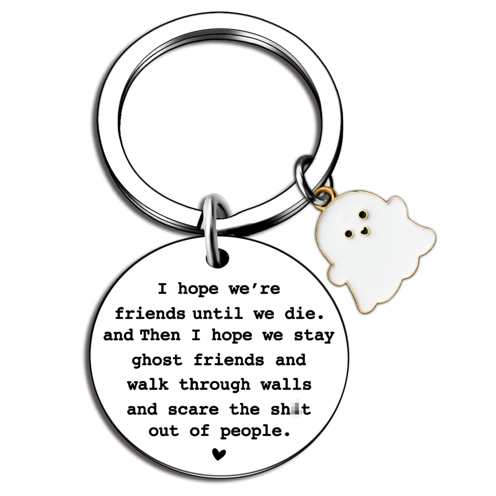 igvean Best Friend Keychains Funny Birthday Gift for Friends Christmas Halloween Gifts for Women Friend Boo Basket Stuffers Silver