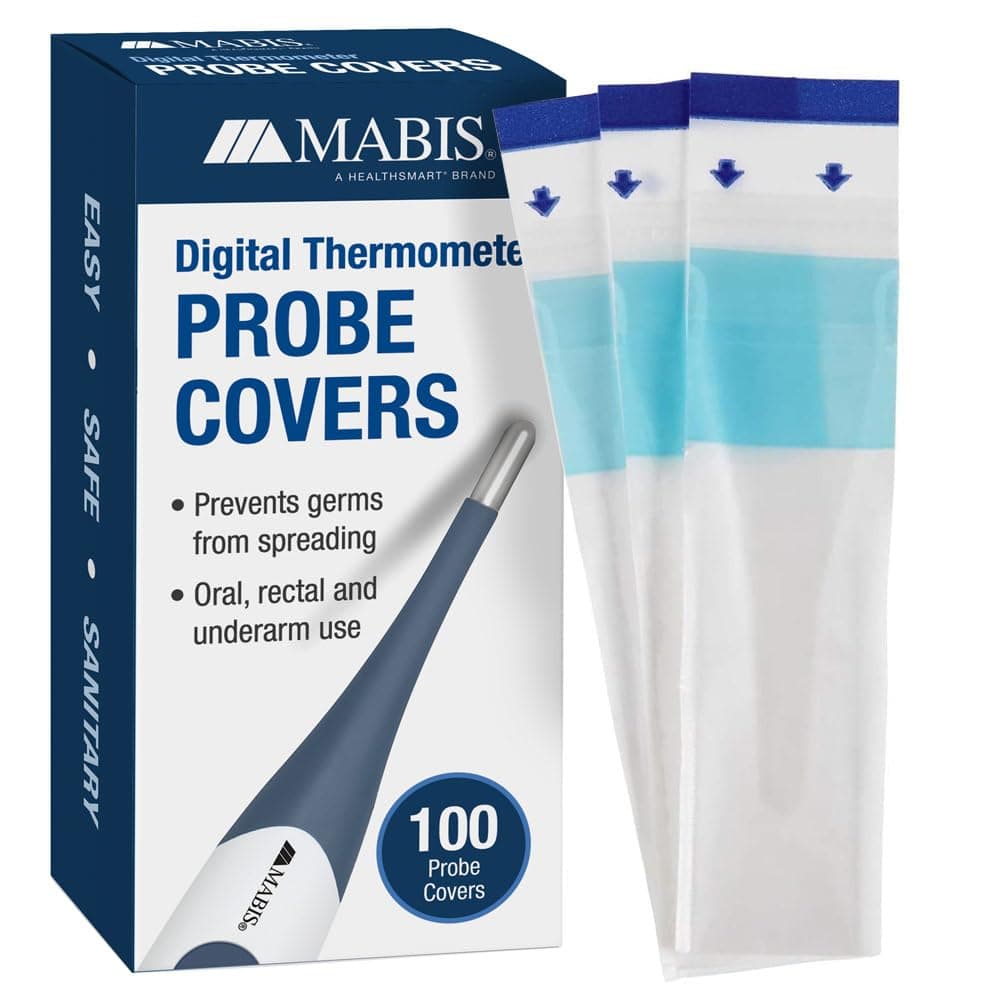 MABIS Disposable Probe Covers for Digital Thermometers, Box of 100, FSA Eligible, Can be Used Orally, Rectally or Under the Arm Pack of 100