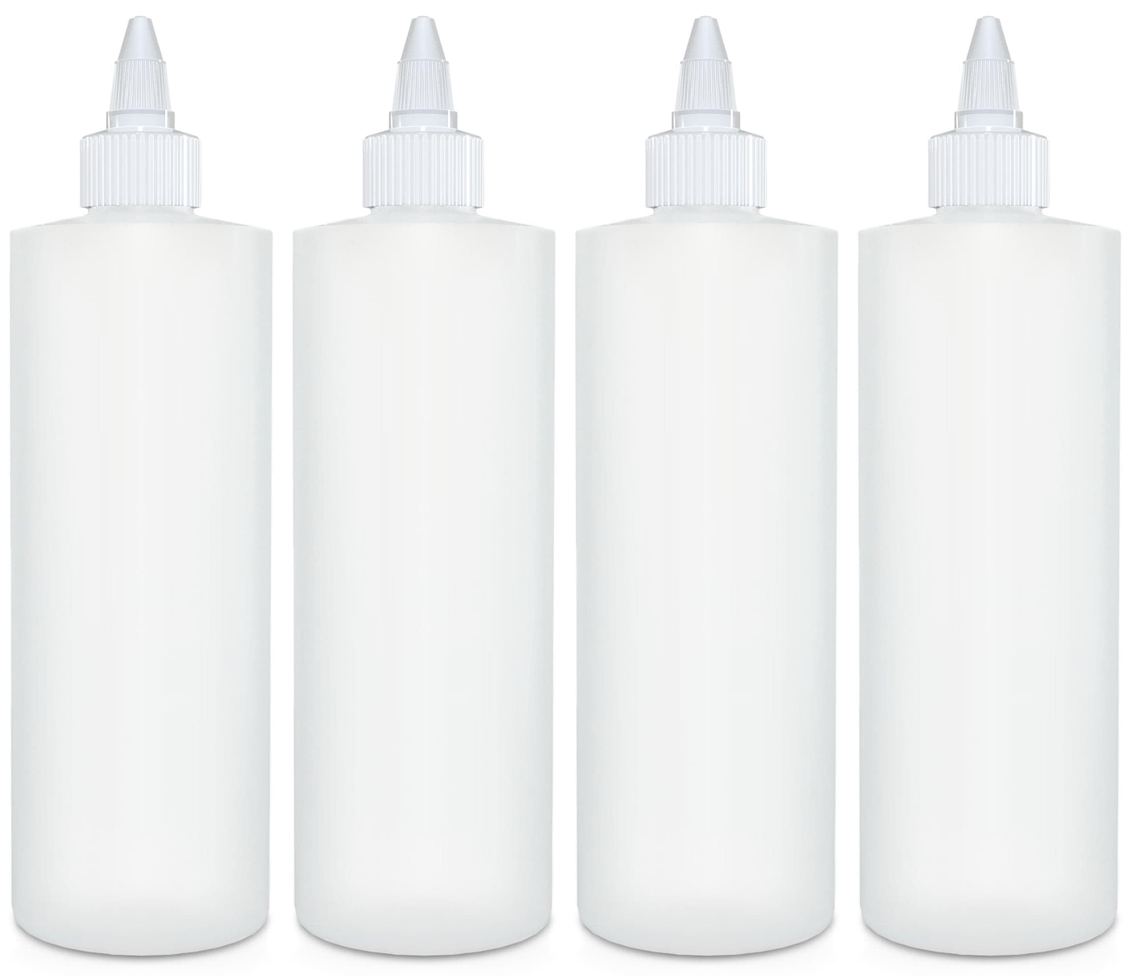 BRIGHTFROM Condiment Squeeze Bottles, 16 OZ Empty Squirt Bottle with Twist Top Cap, Leak Proof - Great for Ketchup, Mustard, Syrup, Sauces, Dressing, Oil, Arts and Crafts, BPA FREE Plastic - 4 PACK