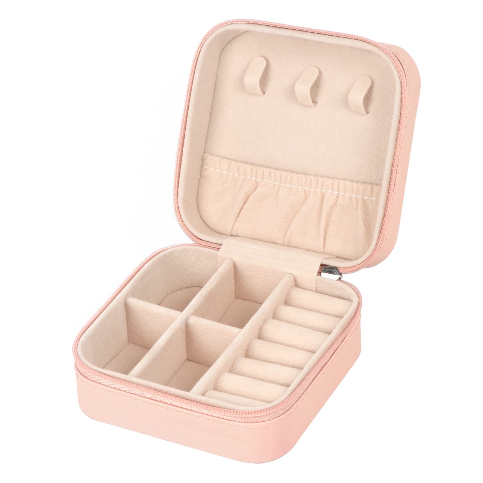 Travel Jewelry Case Small Jewelry Box Jewelry Organizer Storage Case Portable PU Leather Mini Jewelry Travel Case for Girls Womens Earring, Necklace, Rings,Bracelets Pink