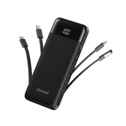 charmast Portable Charger with Built in Cables, Power Bank with Cords Wires, Slim 10000mAh Travel Battery Pack 6 Outputs 3 Inputs 3A Fast Charging for Samsung Google Pixel LG Moto iPhone iPad Black