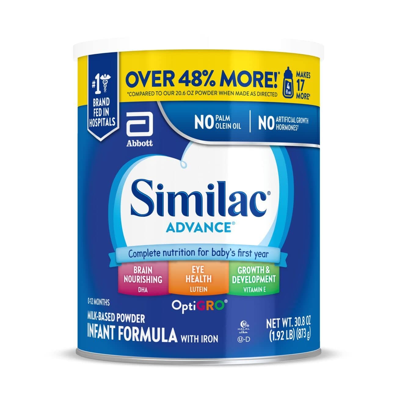 Similac Advance Infant Formula With Iron, Baby Formula Powder, 30.8-oz Value Can 30.8 Ounce (Pack of 1)