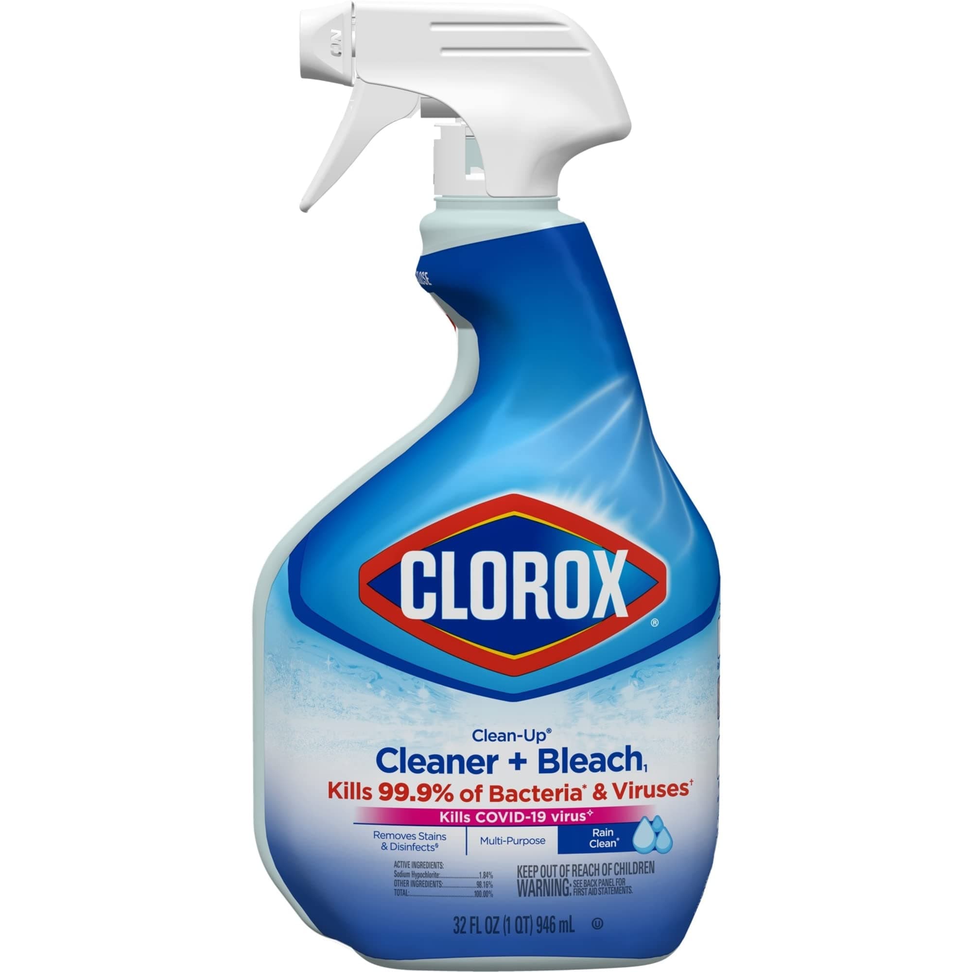 Clorox® Clean-Up® All Purpose Cleaner with Bleach, Spray Bottle, Rain Clean, 32 Fluid Ounces Cleaner/Bleach Spray