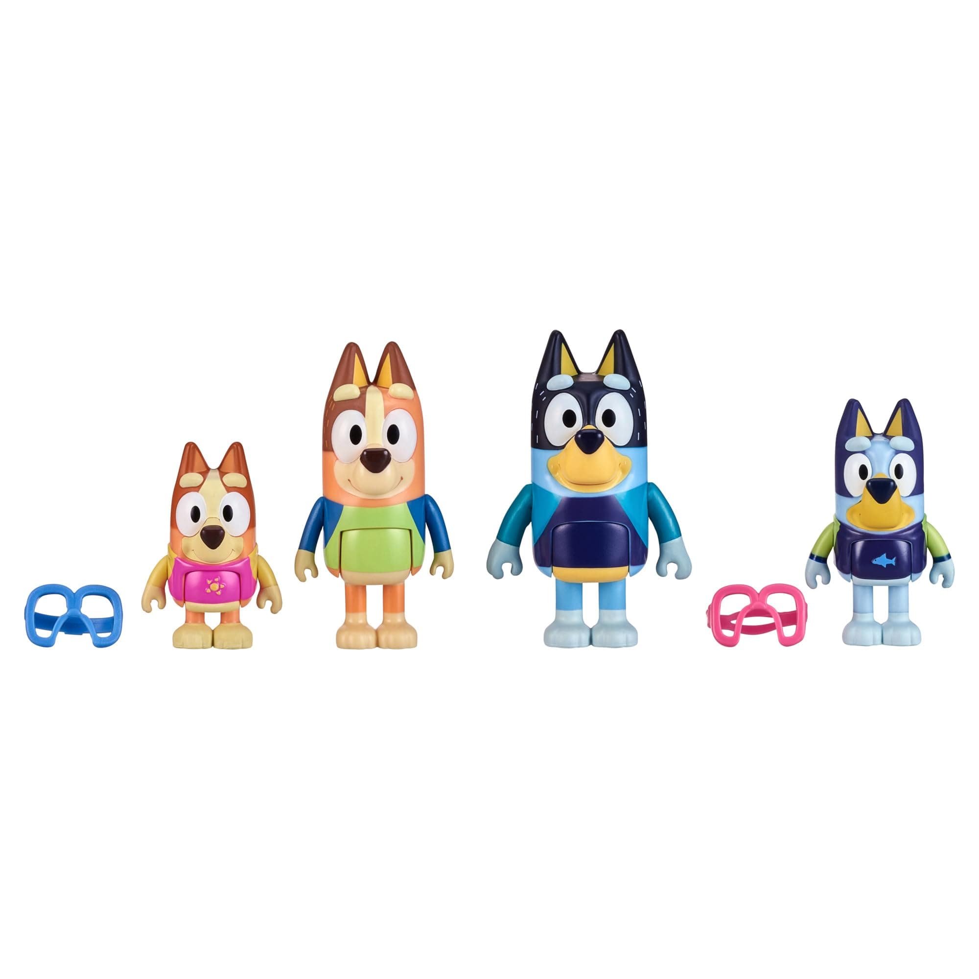 Bluey Toys 4-Pack Exclusive 2.5-3" Chilli, Bingo, Bandit Beach Figurines, Poseable Figures with Bag Outdoor Beach Toy for Kids Accessory 7 - Family Beach