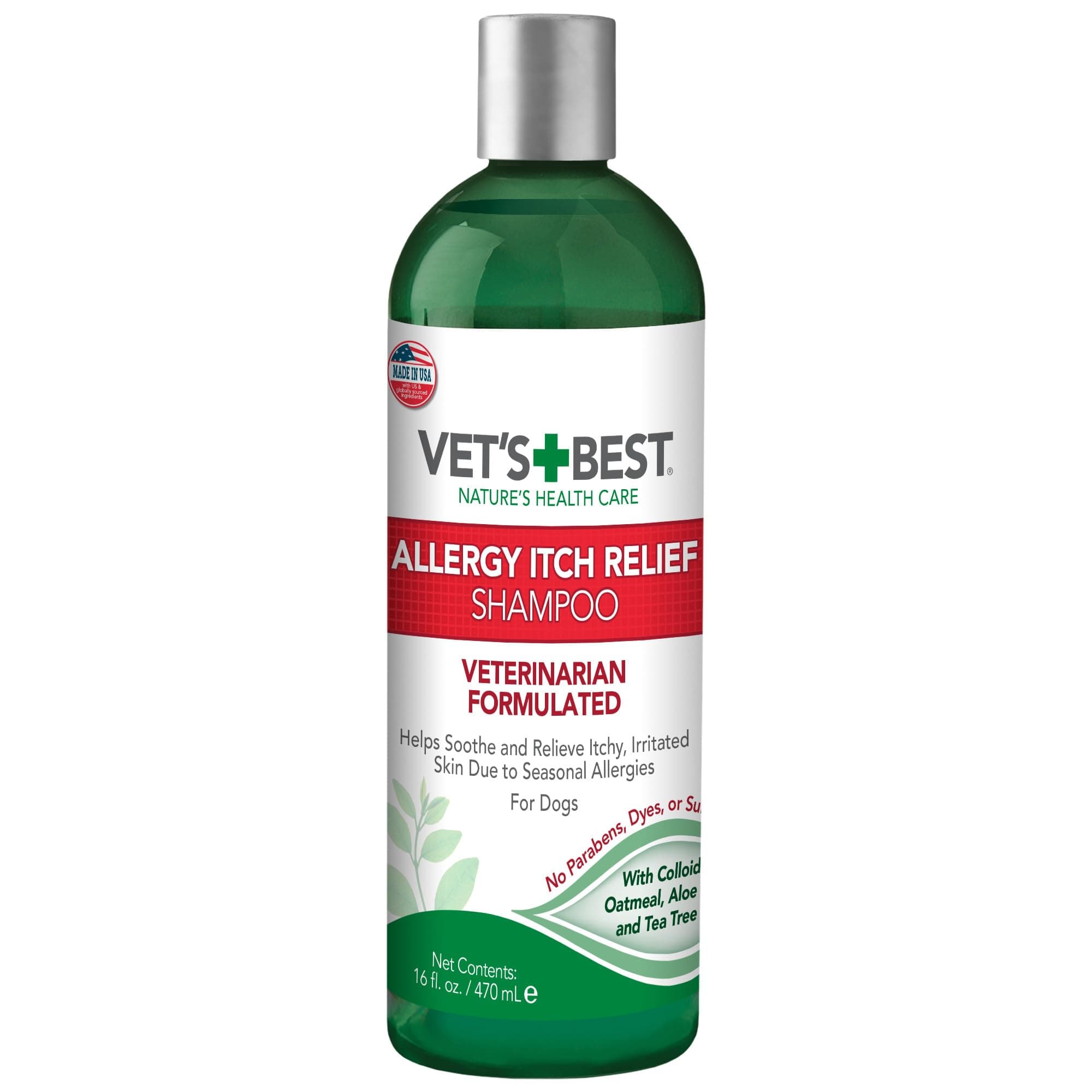 Vet's Best Allergy Relief Dog Shampoo – Oatmeal and Aloe Formula for Itchy Skin and Seasonal Allergies – Soothing Anti-Itch Shampoo for Dogs with Dry, Sensitive Skin – 16 oz