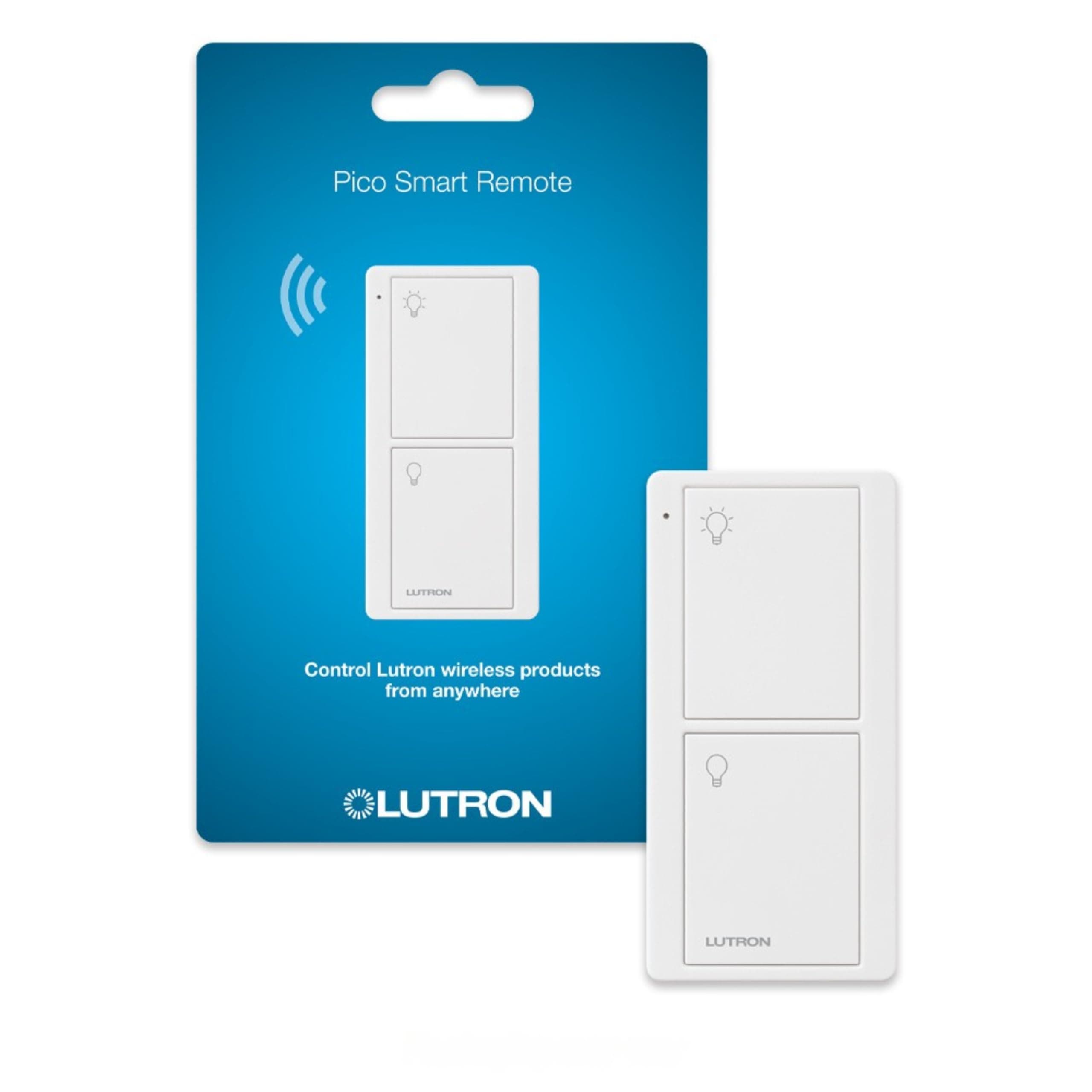 Lutron Pico Remote for Caseta Smart Switch, 2-Button Control , On/Off Control, For Table Top or Wallmount Use, PJ2-2B-GWH-L01, White White 1 Pack Remote