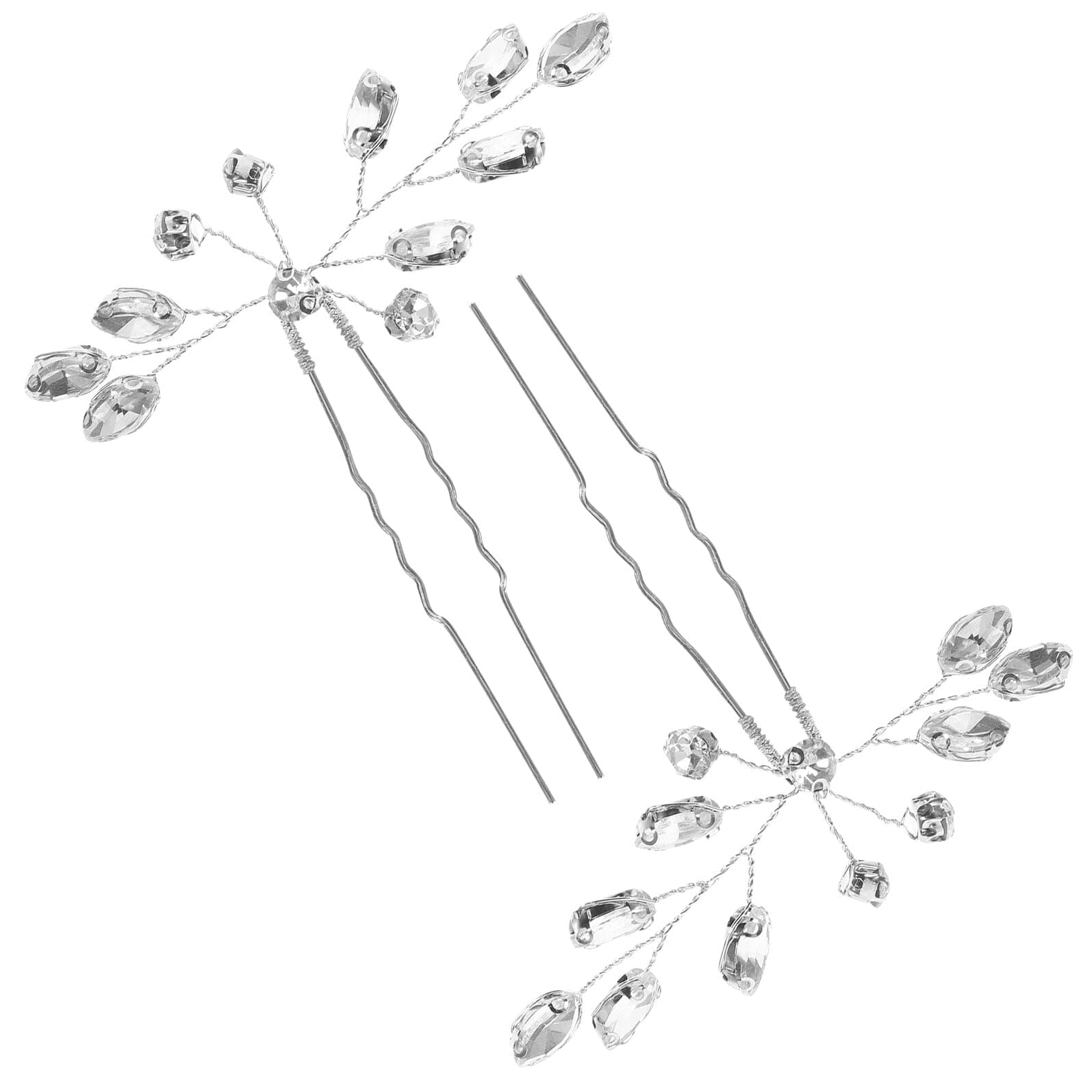 Alipis 2pcs Silver U-shaped Bridal Hair Pins Rhinestone Wedding Hair Accessories for Brides Lightweight Secure Hold Styling Tools for Special Occasions