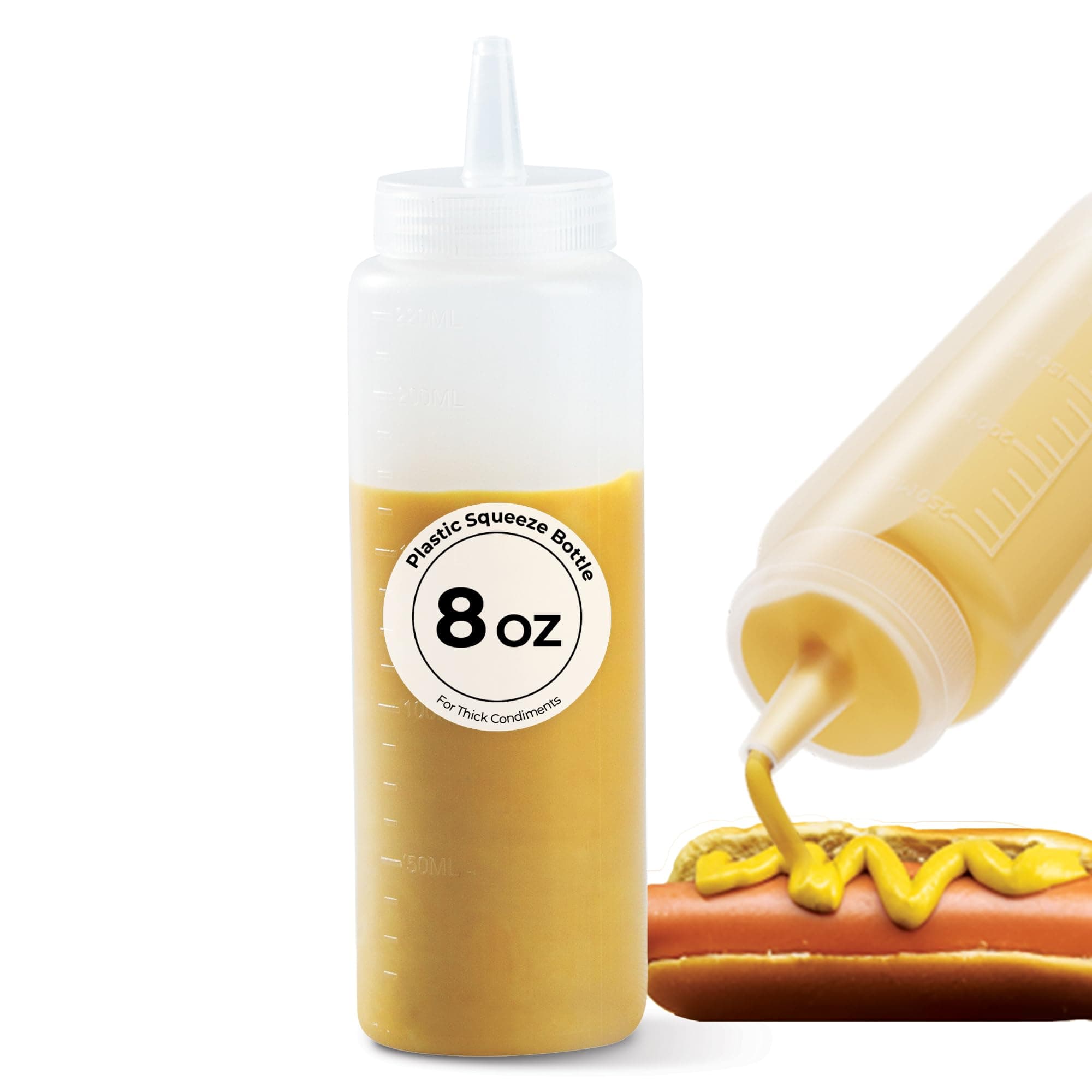 Restaurantware-8 Ounce Condiment Squeeze Bottle, 1 With Lid Plastic Squeeze Bottle - Precison Dispensing Tip, Flexible, Clear Plastic Squeeze Bottle For Sauces, For Sauces, Spreads, Or Condiments,