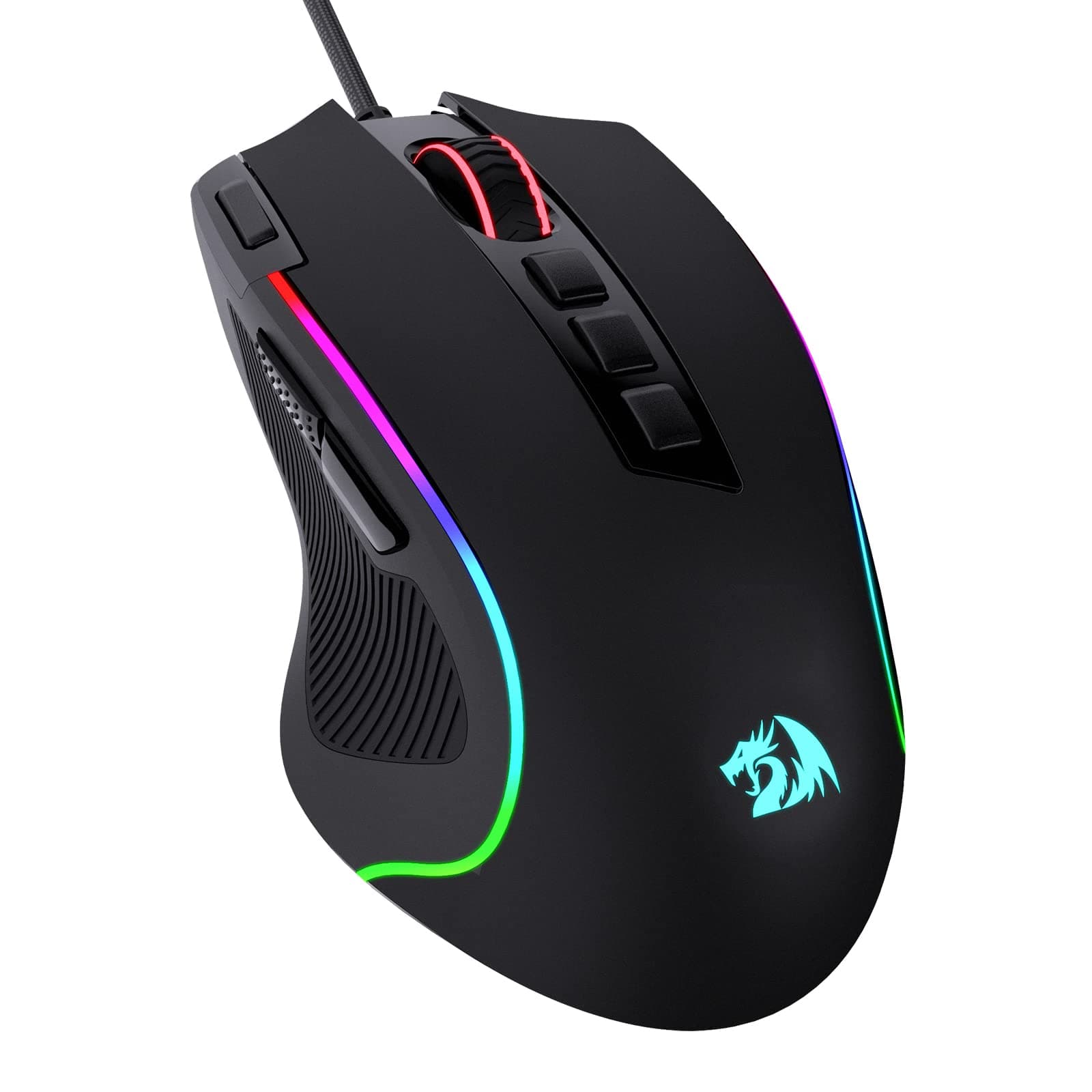 Redragon Redragon M612 Predator RGB Gaming Mouse, 8000 DPI Wired Optical Mouse with 11 Programmable Buttons & 5 Backlit Modes, Software Supports DIY Keybinds Rapid Fire Button Black Wired