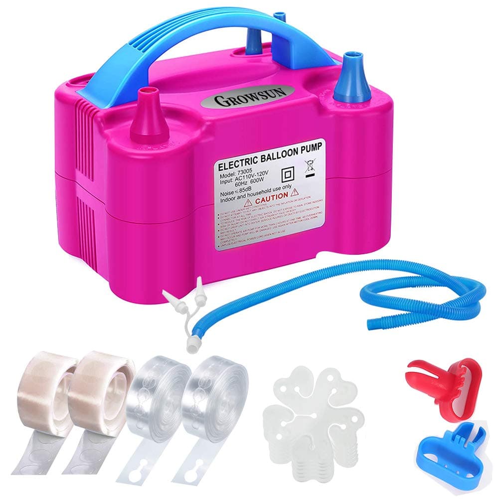 Growsun Balloon Pump Electric 110V 600W Balloon Garland Arch Kit Air Blower Inflator for Party Balloons Decoration Baby Shower Tape Strip Include Rose Red