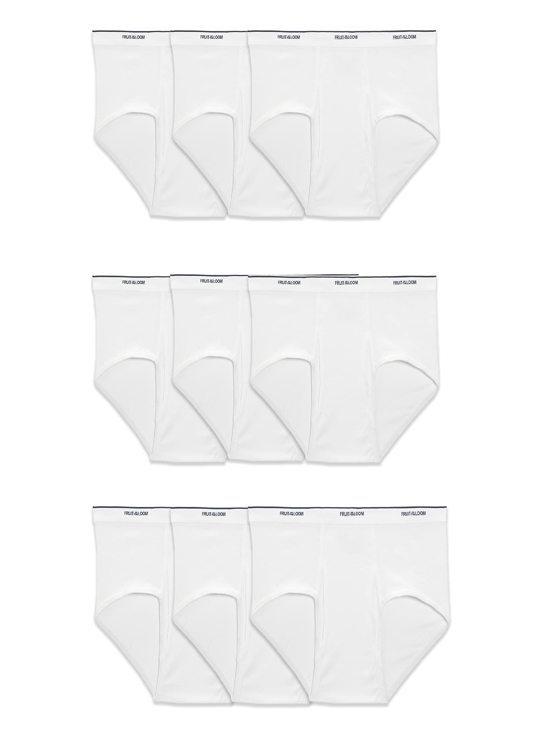 Fruit of the Loom Men's Basic White Brief Multipack Large 9 Pack - White