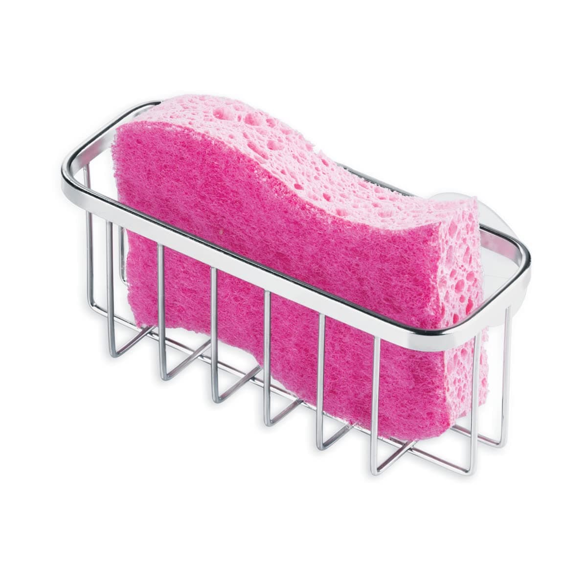iDesign Gia Stainless Steel Dish Sponge Holder Basket with Suction Cups, Ideal for Kitchen Sinks and Bathroom Organization, 2.25"D x 2.5"W x 5.75"H, Set of 1, Polished Polished Set of 1 Pack of 1