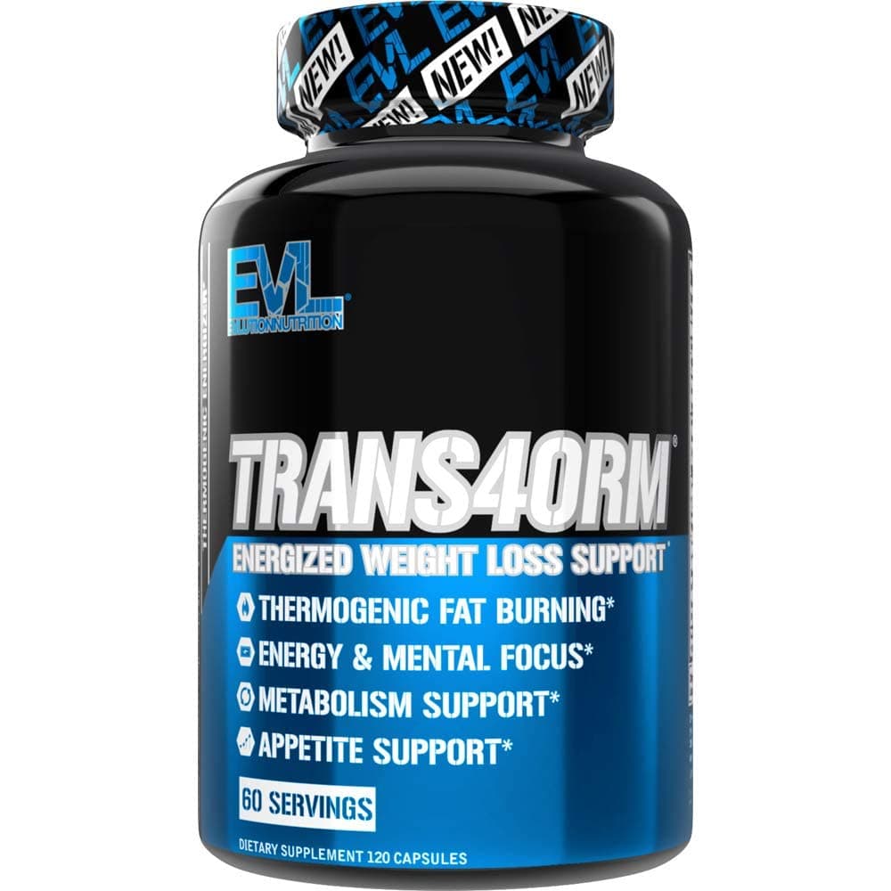 EVL Thermogenic Fat Burner Support - Fast Acting Weight Loss Energy and Appetite Support - Trans4orm Green Tea Supplement for Men and Women - 60 Servings 120 Count (Pack of 1)