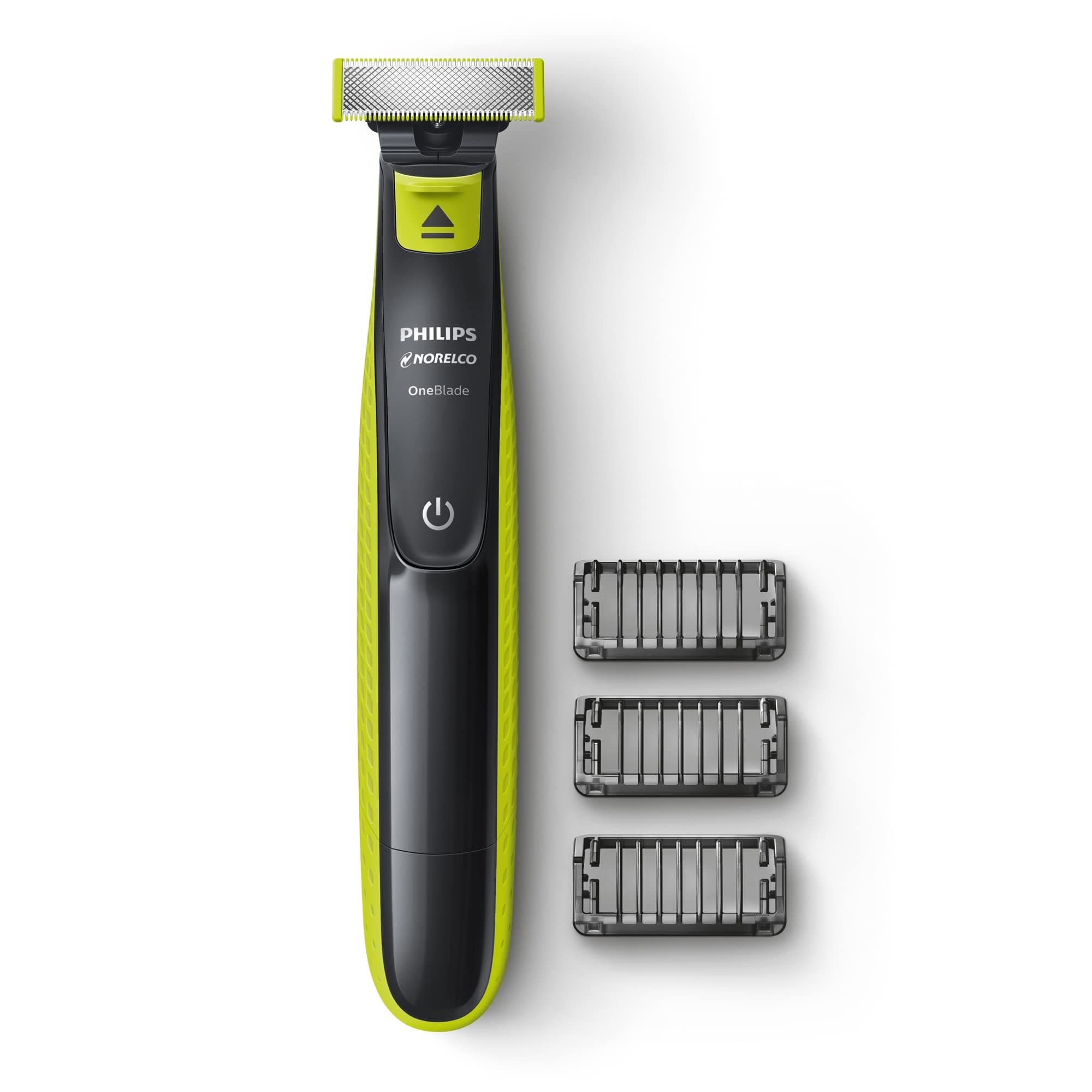 Philips Norelco OneBlade Hybrid Electric Trimmer and Shaver, Frustration Free Packaging, QP2520/90 Black & Lime Green OneBlade Face