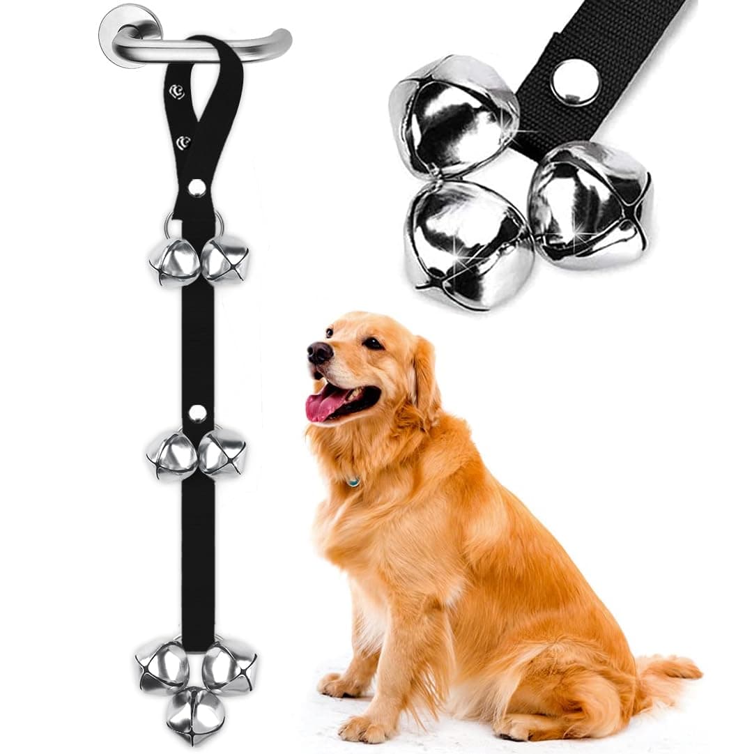 BLUETREE Dog Doorbells Premium Quality Training Potty Great Dog Bells Adjustable Door Bell Dog Bells for Potty Training Your Puppy The Easy Way - 7 Extra Large Loud 1.4 DoorBells 01Black(one pack)