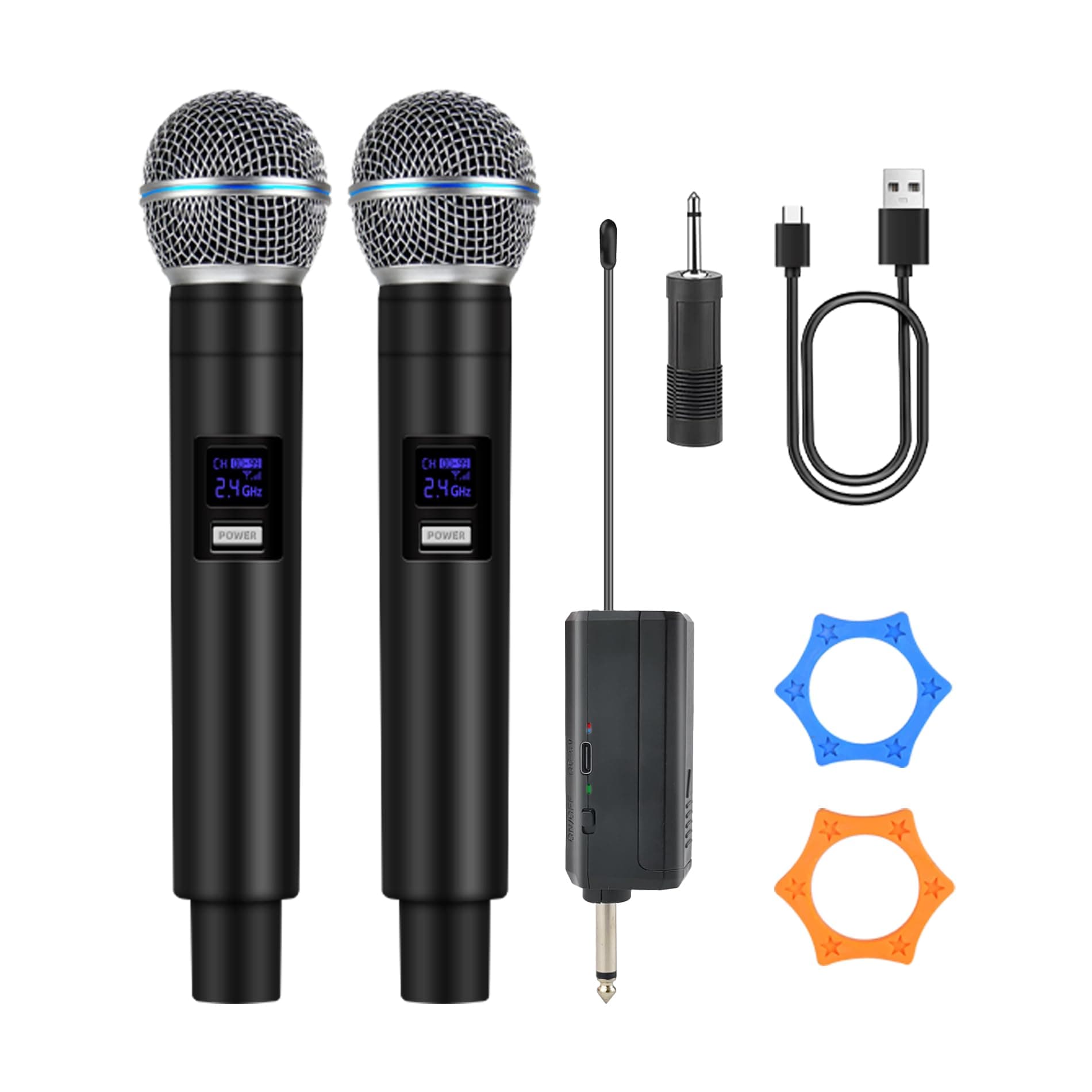 Professional Wireless Microphone for Podcast, Karaoke & Singing – 2.4GHz Portable Dynamic Mic with 150ft Range, 8H Battery,Micrófono Inalámbrico for Streaming & Live Performance Black203 X-58B2-S