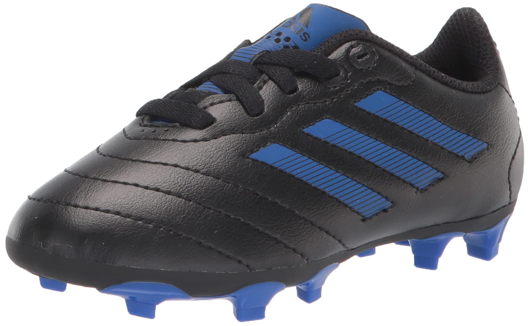 adidas Kids' Goletto VII Firm Ground Soccer Cleats 1 Big Kid Black/Team Royal Blue/Black