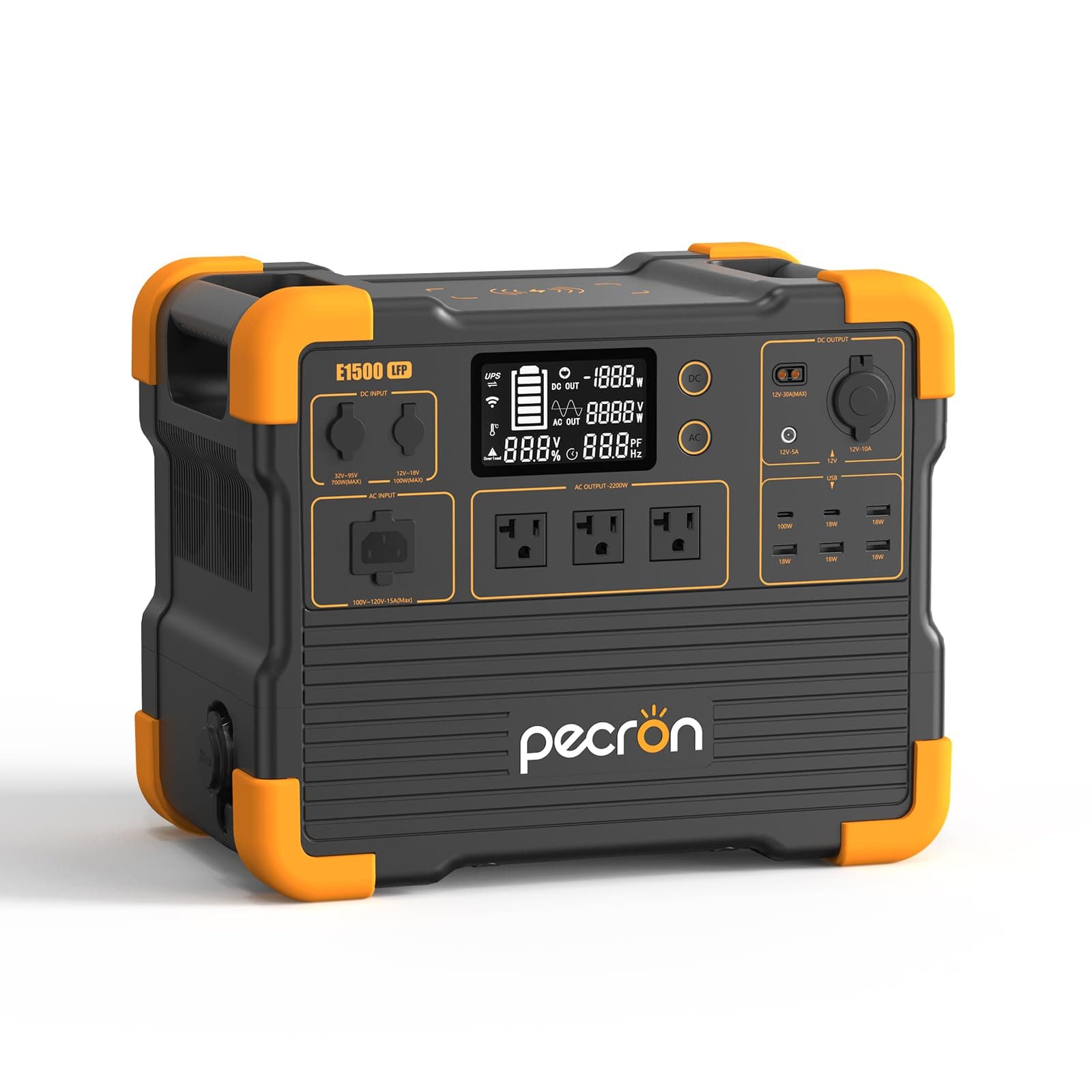 pecron Portable Power Station, E1500LFP Solar Generator 1536Wh, 2200W LiFePO4 Battery Backup, Fast Charging Power Station for Home use, RV, and Outdoor Camping