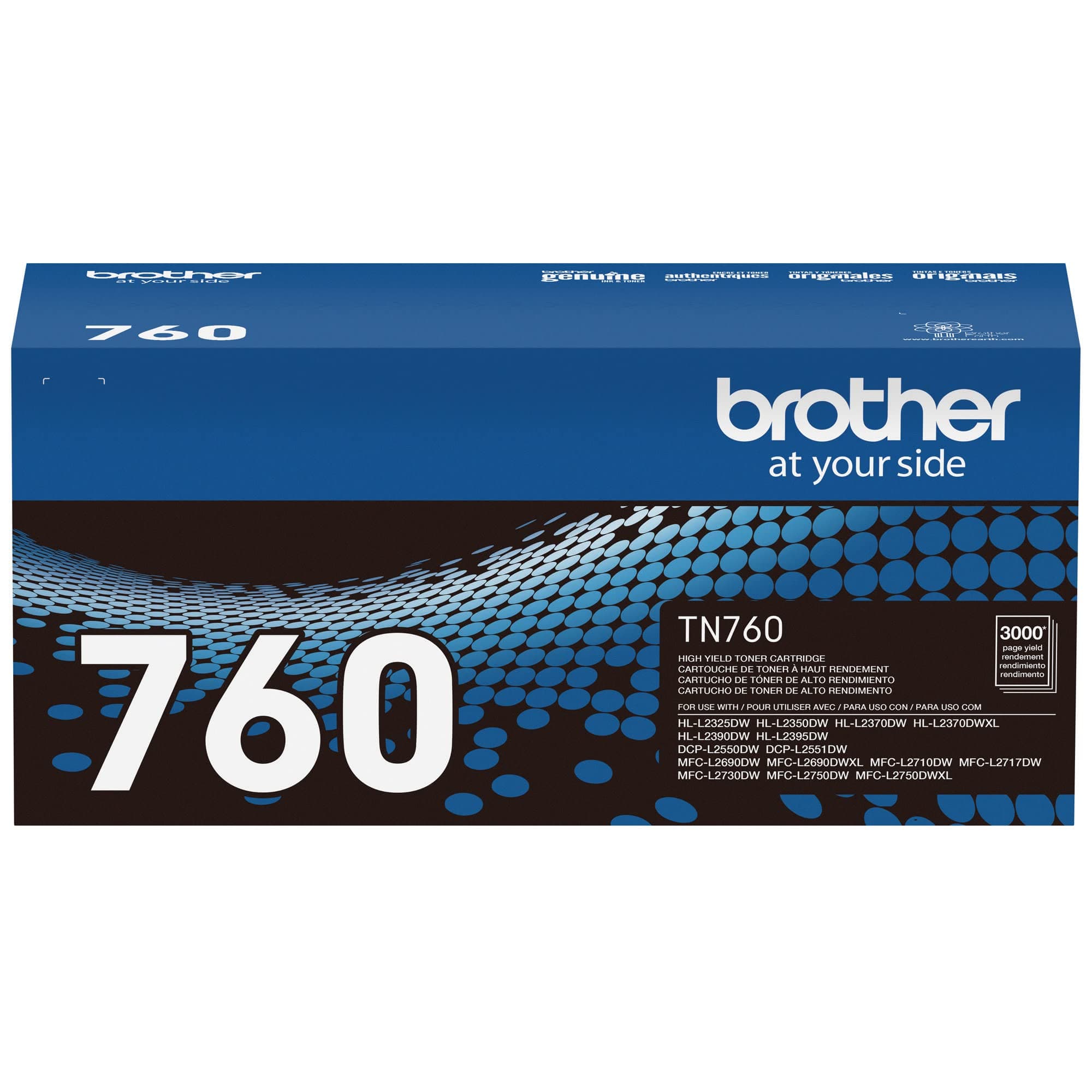 Brother Genuine TN760 High Yield Black Toner Cartridge, (For use with MFC-L2710DW MFC-L2750DW HL-L2350DW HL-L2370DW HL-L2395DW HL-L2390DW DCP-L2550DW Printers) High Yield 1