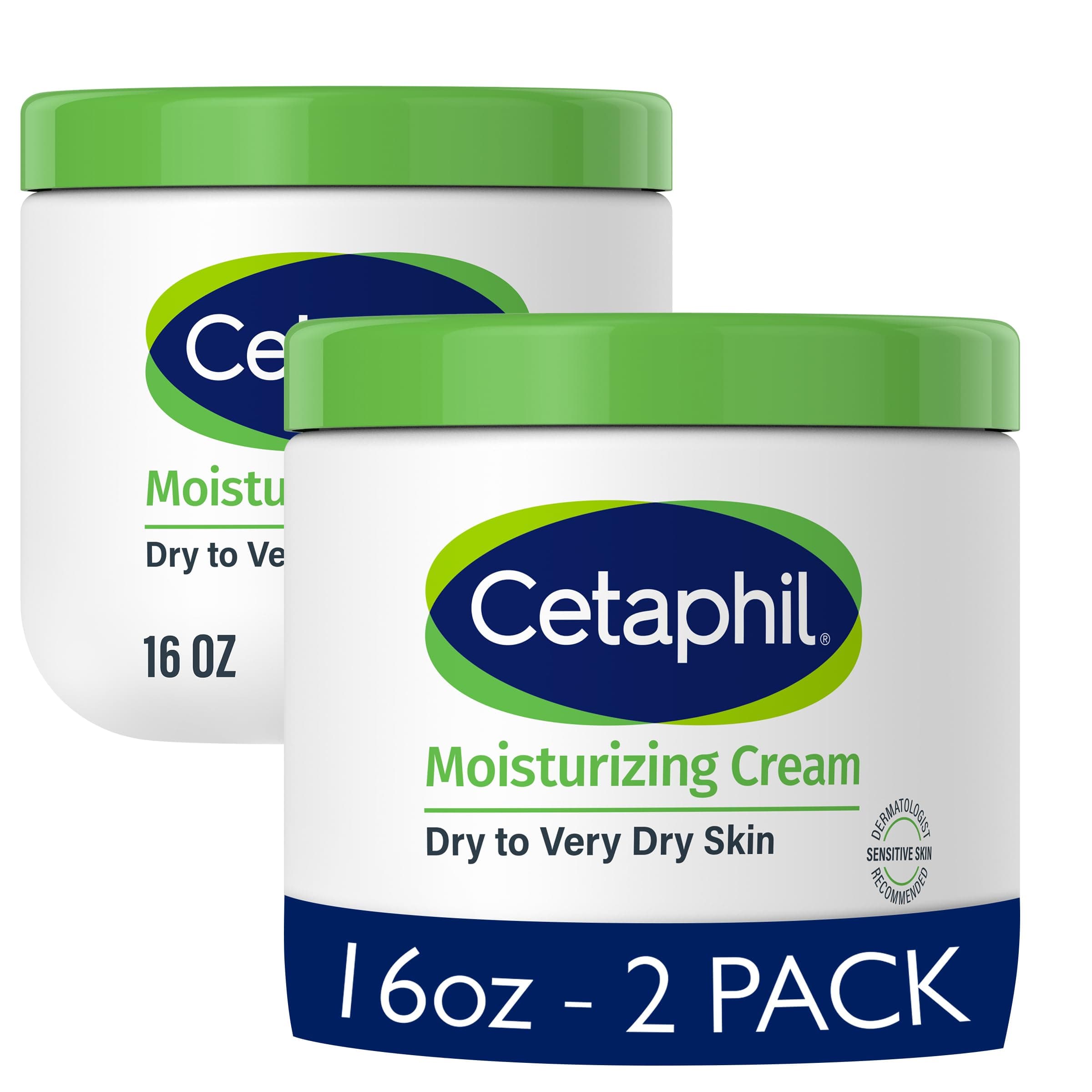 Cetaphil Face & Body Moisturizer, Hydrating Moisturizing Cream for Dry to Very Dry, Sensitive Skin, NEW 16 oz 2 Pack, Fragrance Free, Non-Comedogenic, Non-Greasy Fragrance Free 16 Ounce (Pack of 2)