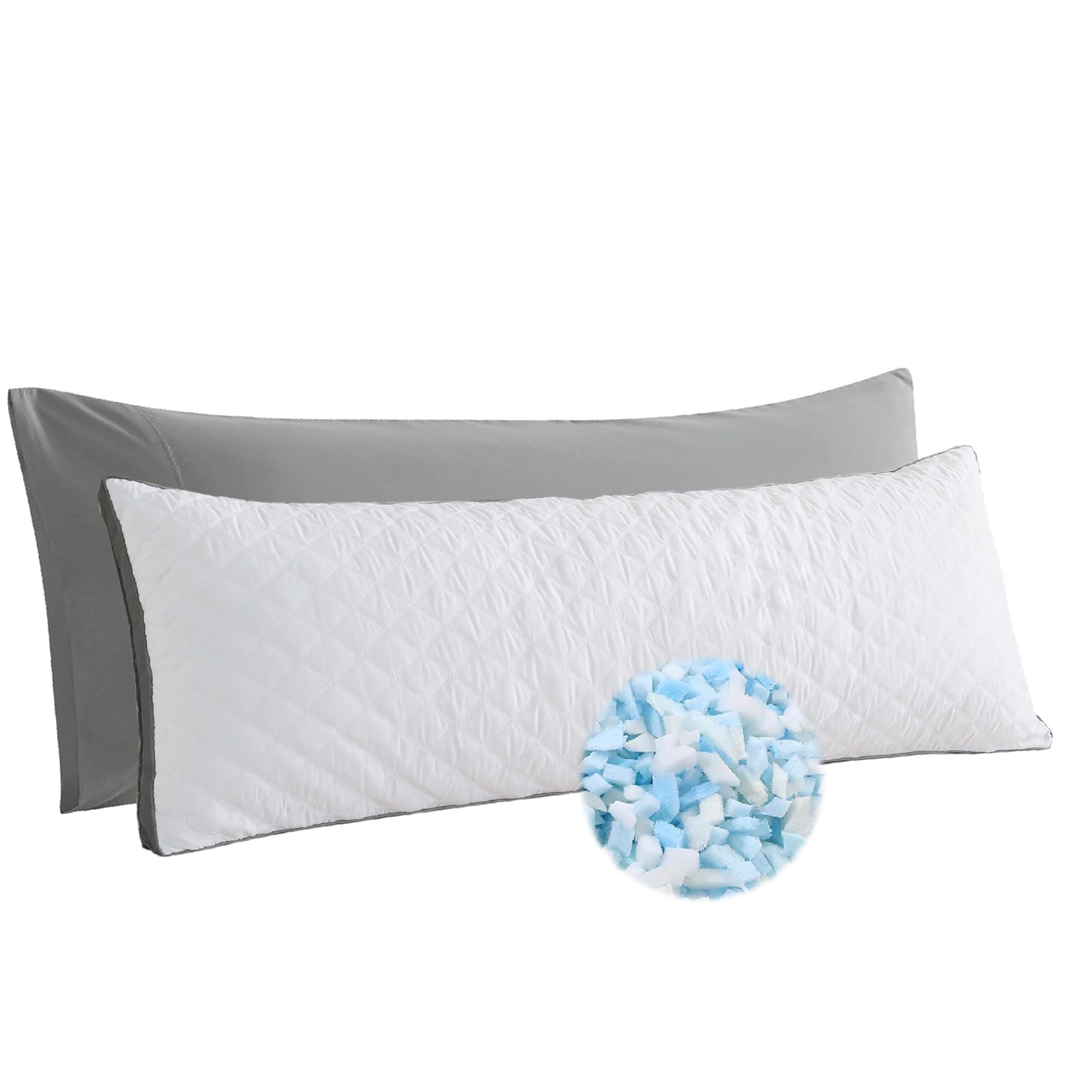 WhatsBedding Memory Foam Body Pillow with Removable Pillowcase-Fluffy Body Pillows for Adults -Large Long Bed Pillows for Sleeping - 20x54 inch, White White Quilted LONG BODY PILLOW