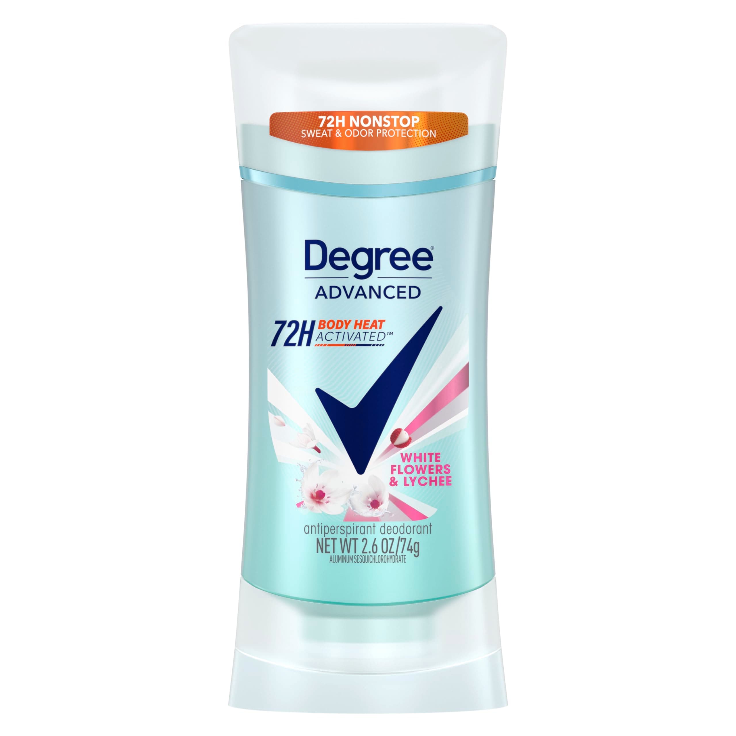 Degree Advanced Protection Antiperspirant Deodorant White Flowers & Lychee for 72-Hour Sweat & Odor Control for Women, with Body Heat Activated Technology, 2.6 oz 2.6 Ounce (Pack of 1)